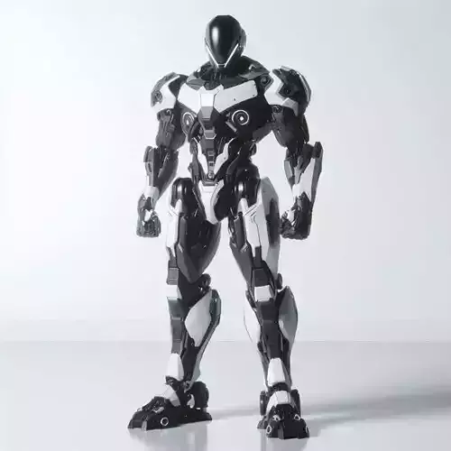 Futuristic Stealth Mech 3D Character Lowpoly Armor Sci-Fi Design Low-poly 3D model