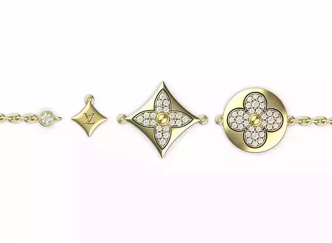 Star and Sun Multi-Motif LV Bracelet 3D print model