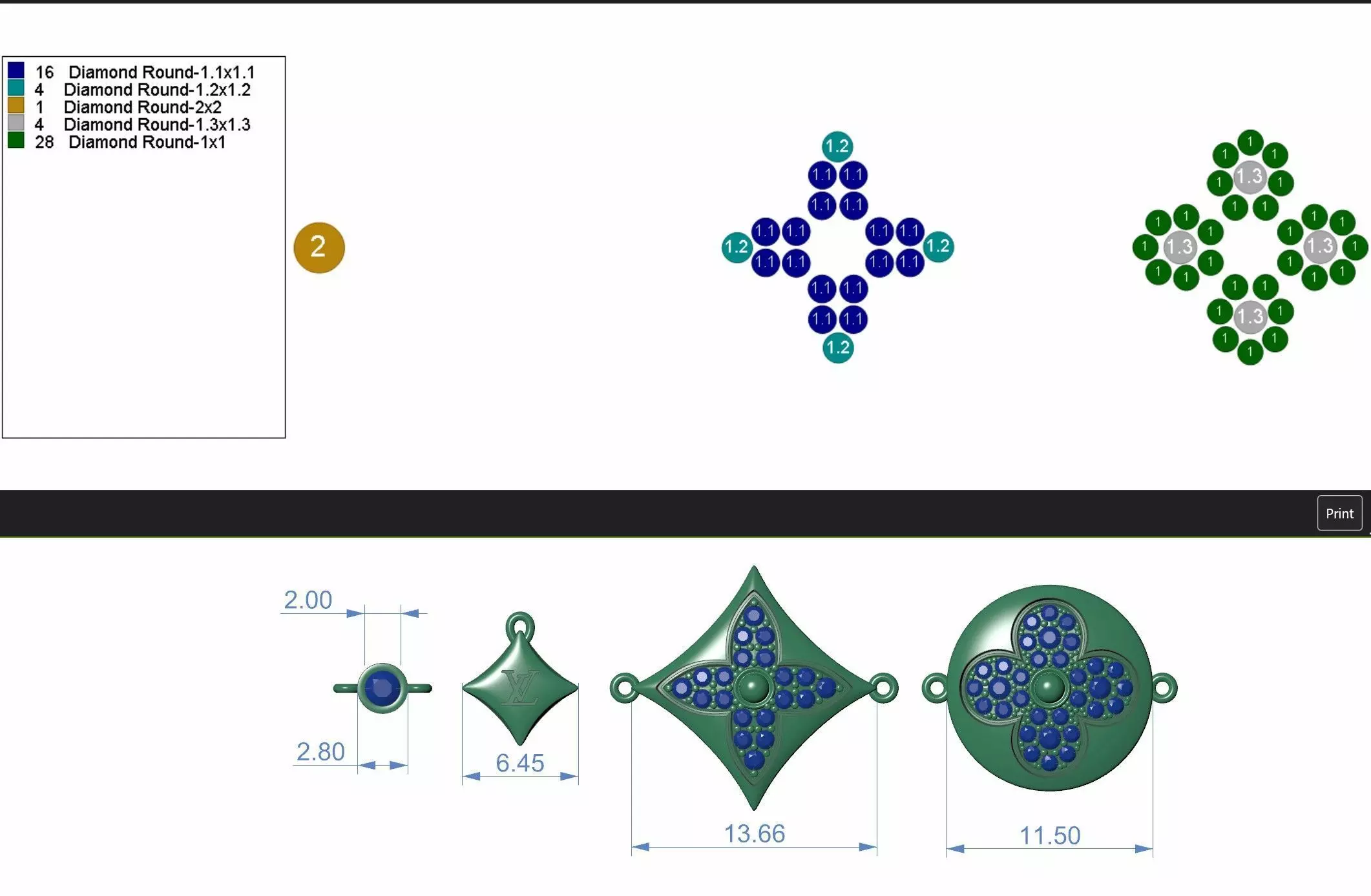 Star and Sun Multi-Motif LV Bracelet 3D print model_8