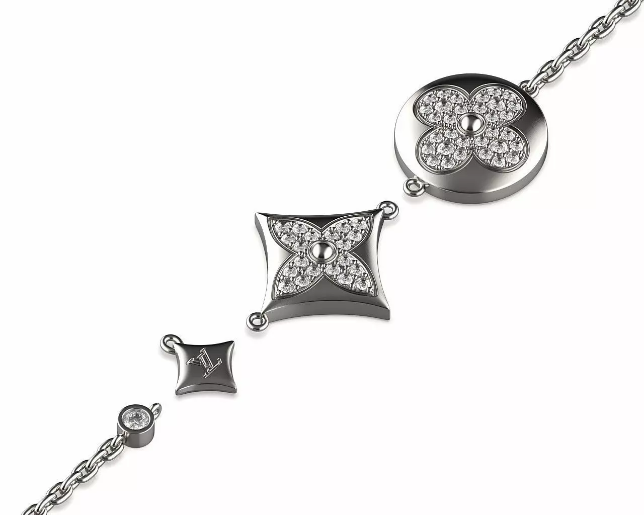 Star and Sun Multi-Motif LV Bracelet 3D print model_6