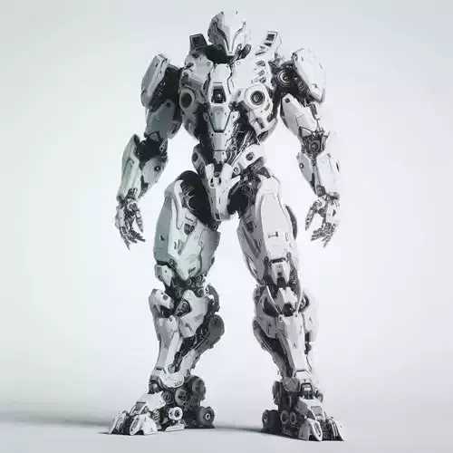 White Combat Mech 3D Lowpoly Exposed Gears Sci-Fi Armor Design Low-poly 3D model White Combat Mech 3D Lowpoly Exposed Gears Sci-Fi Armor Design Low-poly 3D model