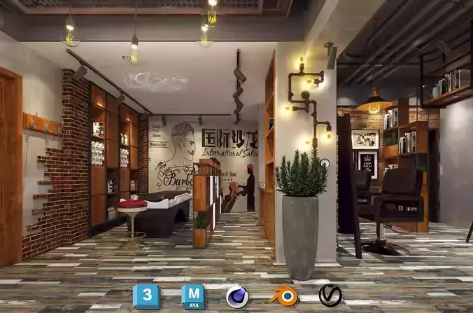 Industrial Barber Shop Interior Design