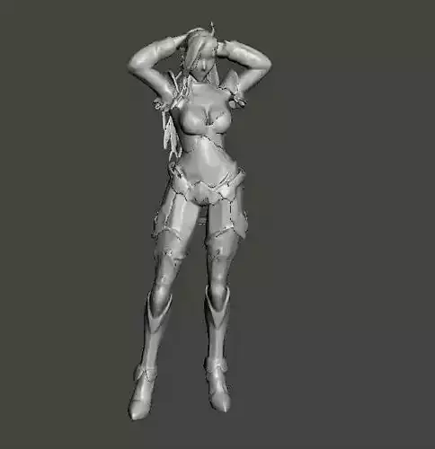 Fantasy Female Warrior Pose Printable STL Model