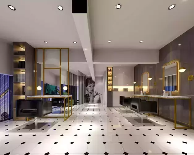 Modern Barber Shop - 3D Model Scene