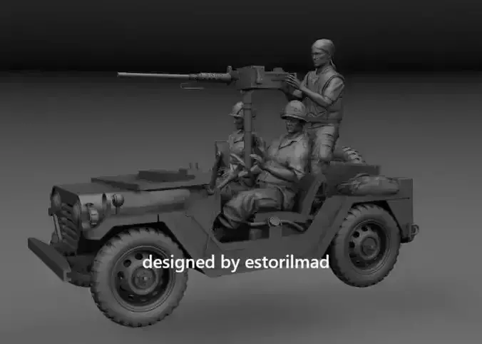 M151 VIETNAM WITH CREW AND M2 BROWNING MACHINE GUN