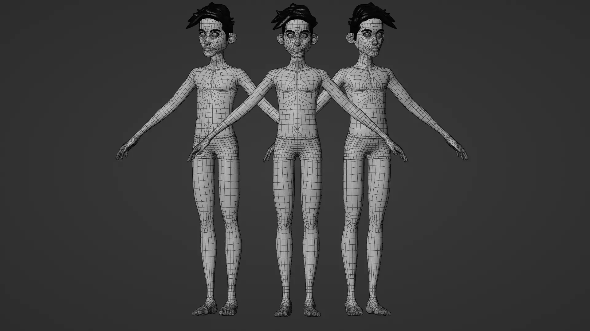stylized little mehrdad base mesh Low-poly 3D model_6
