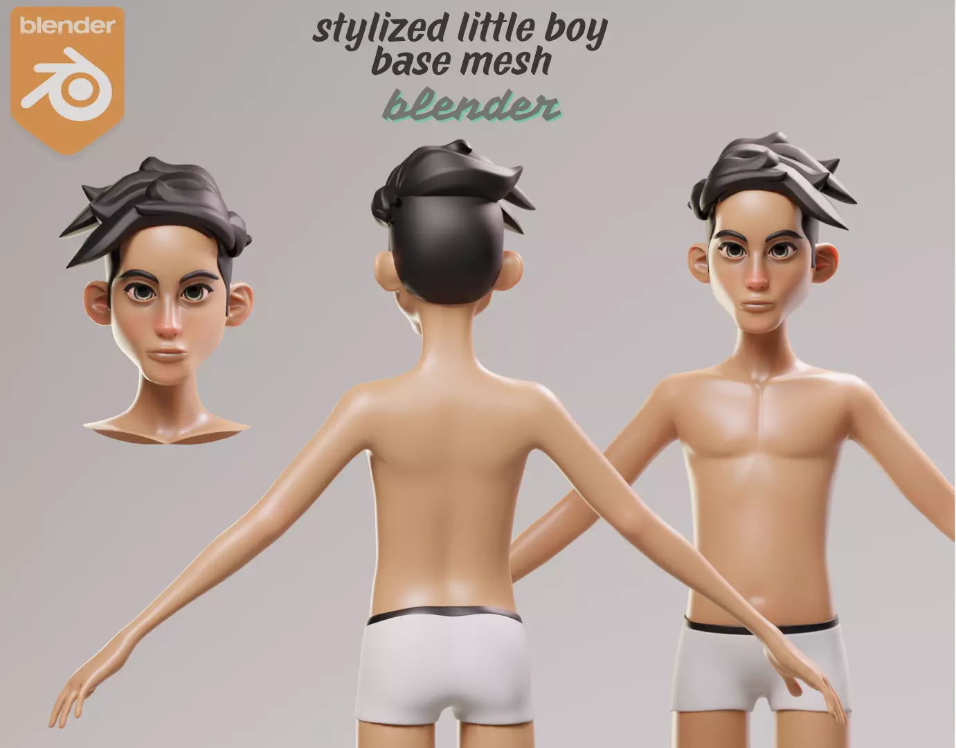 stylized little mehrdad base mesh Low-poly 3D model_0