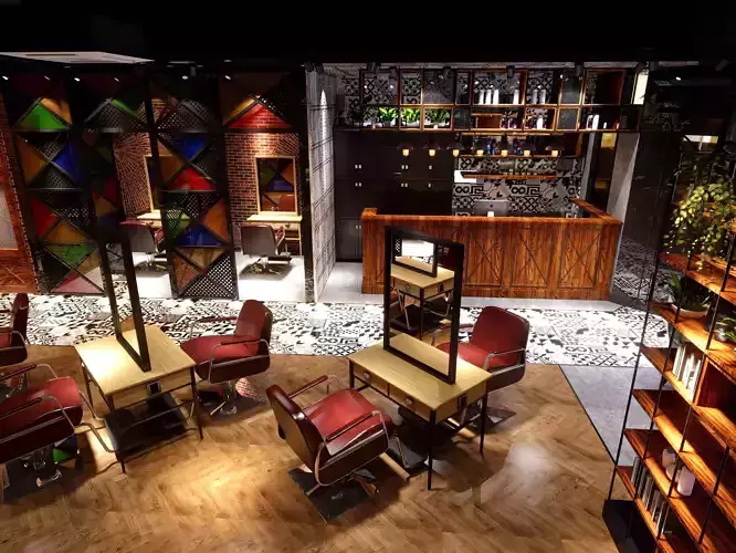 Industrial barbershop hair salon barber shop - 3ds max Blender