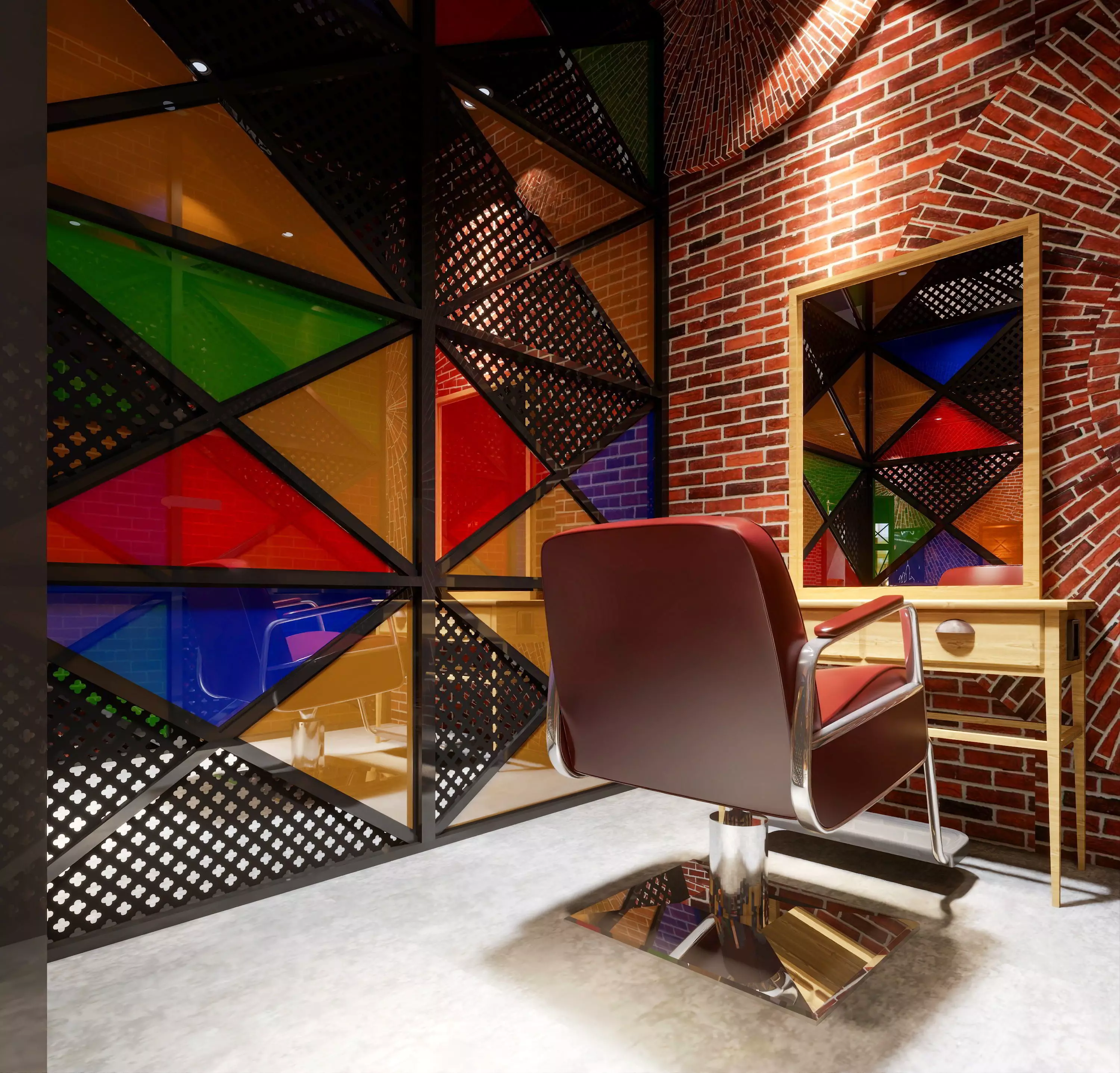 Industrial barbershop hair salon barber shop - 3ds max Blender 3D model_8