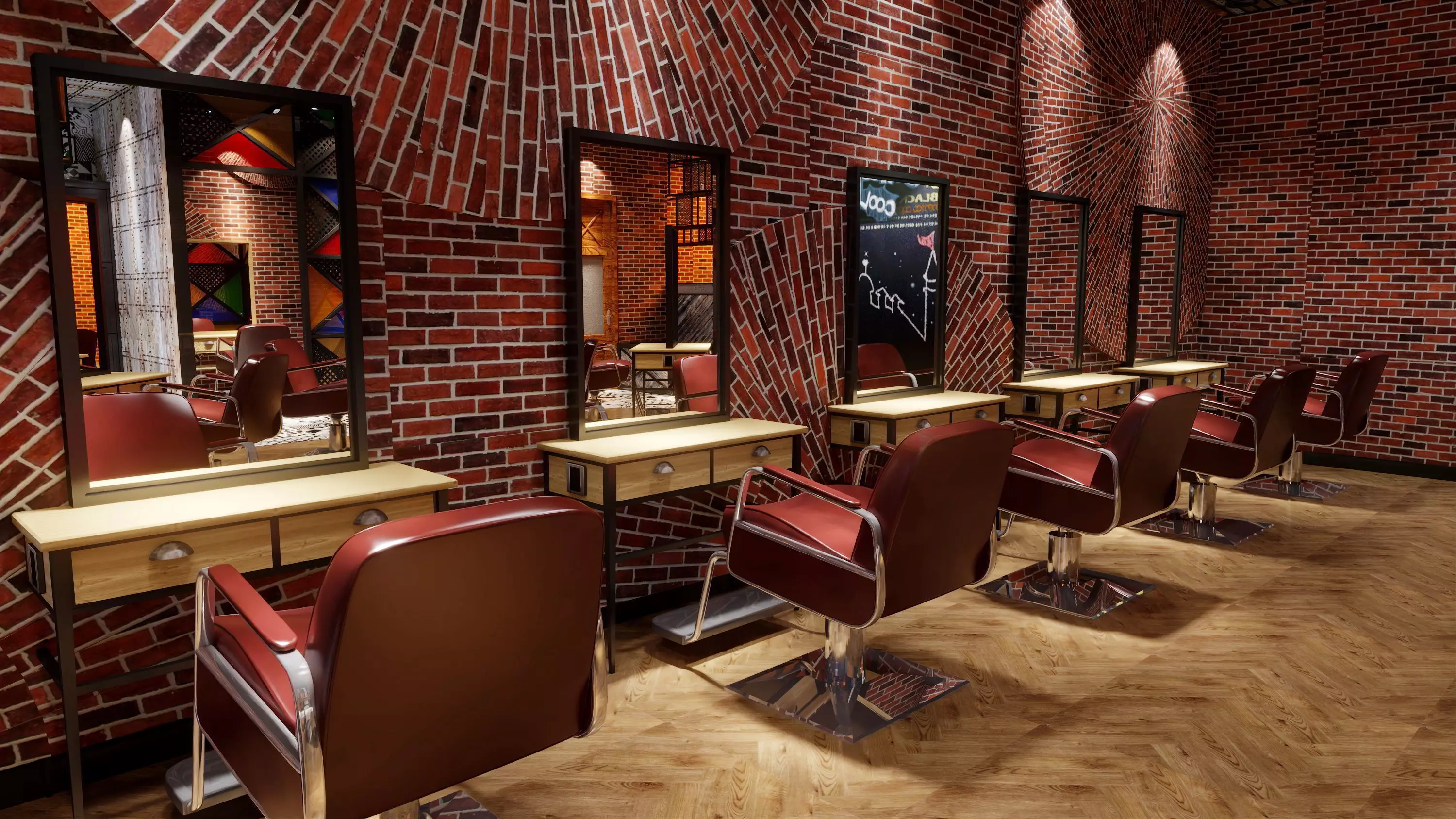 Industrial barbershop hair salon barber shop - 3ds max Blender 3D model_2