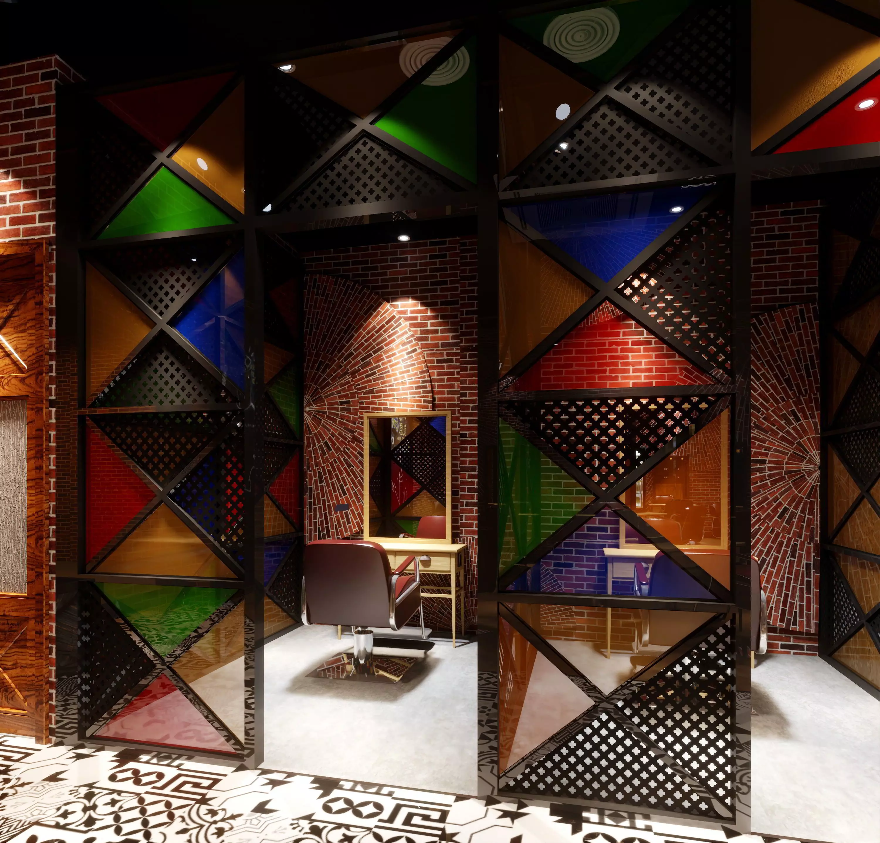 Industrial barbershop hair salon barber shop - 3ds max Blender 3D model_6