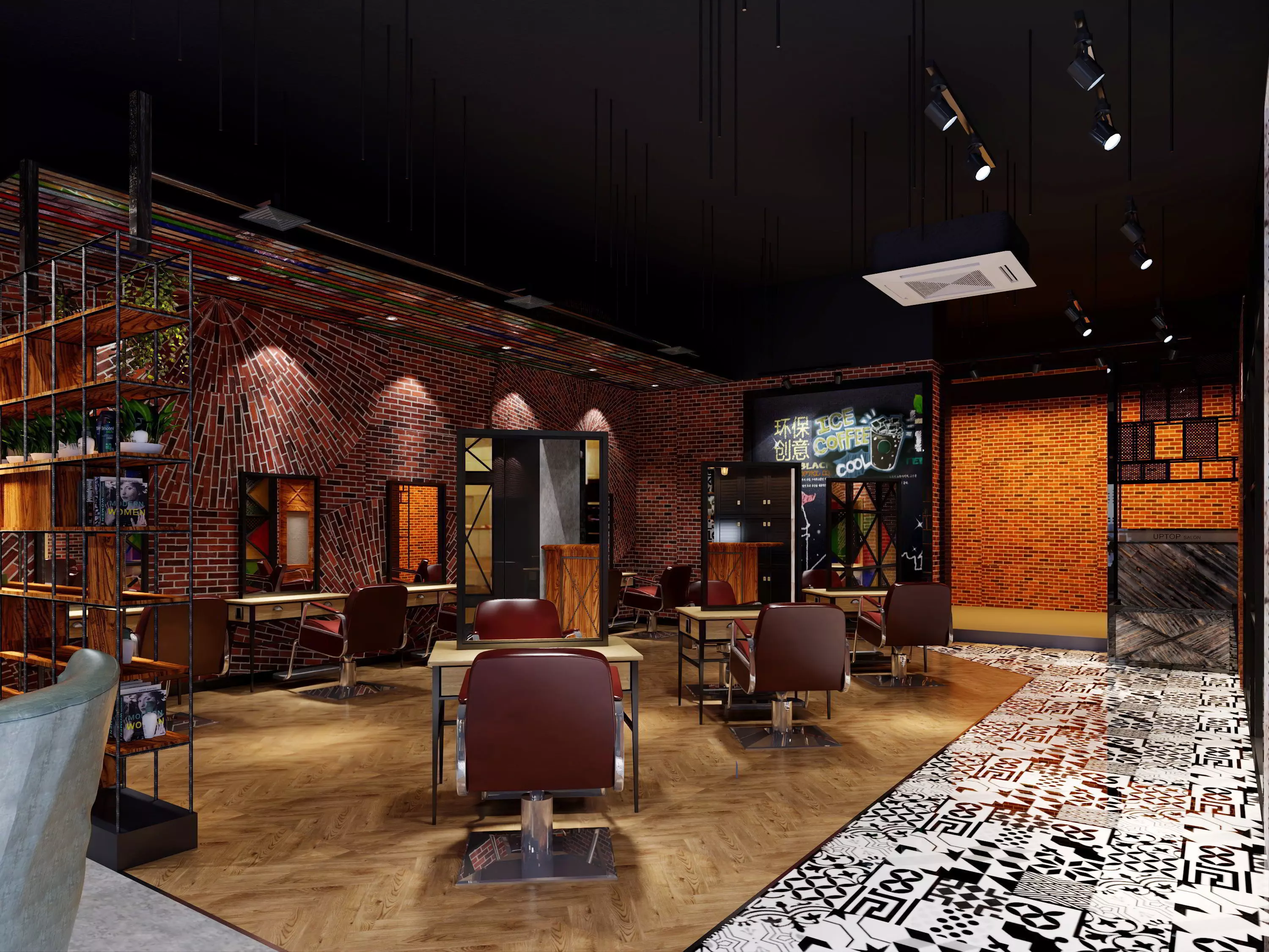 Industrial barbershop hair salon barber shop - 3ds max Blender 3D model_3