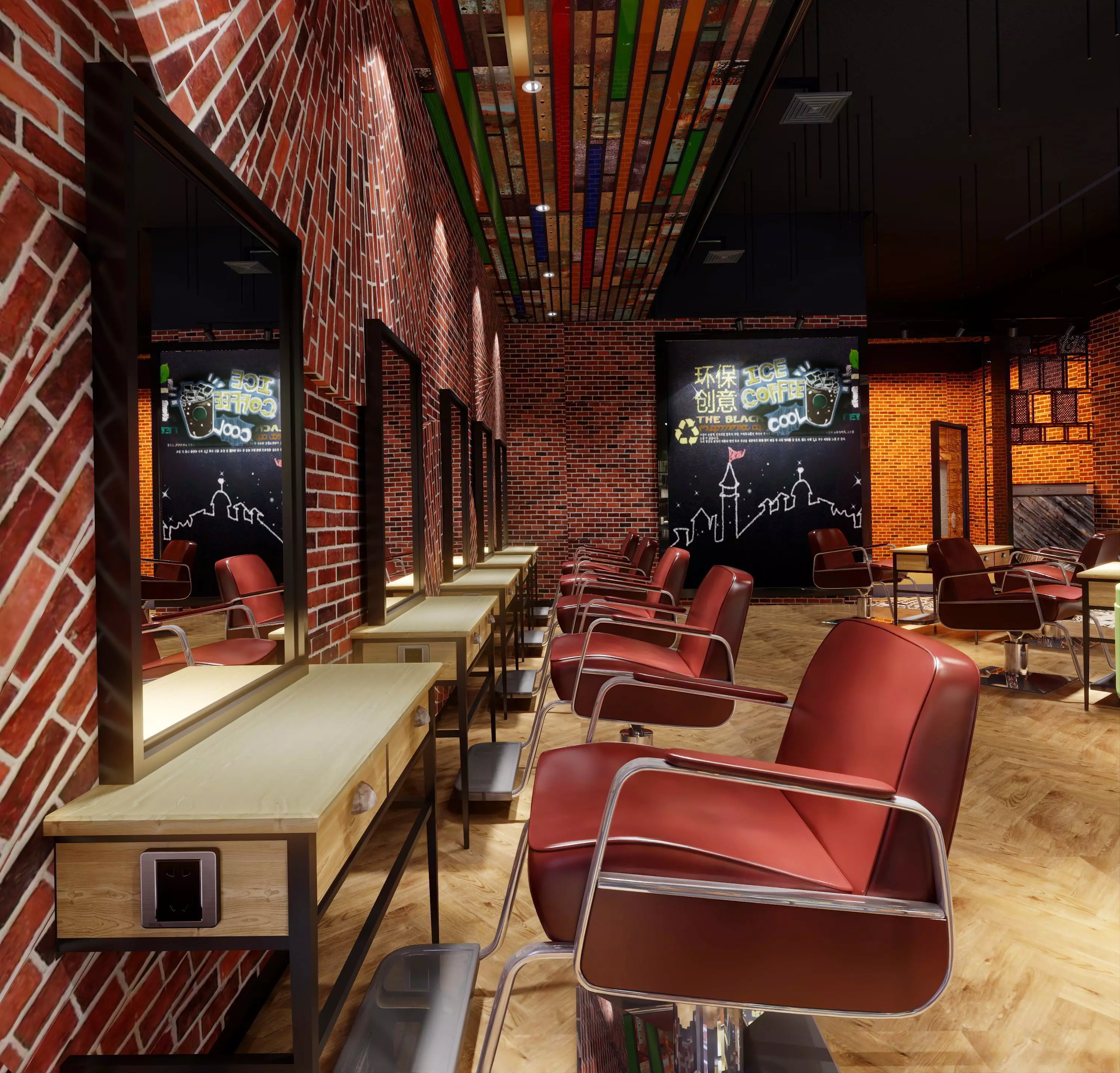 Industrial barbershop hair salon barber shop - 3ds max Blender 3D model_13