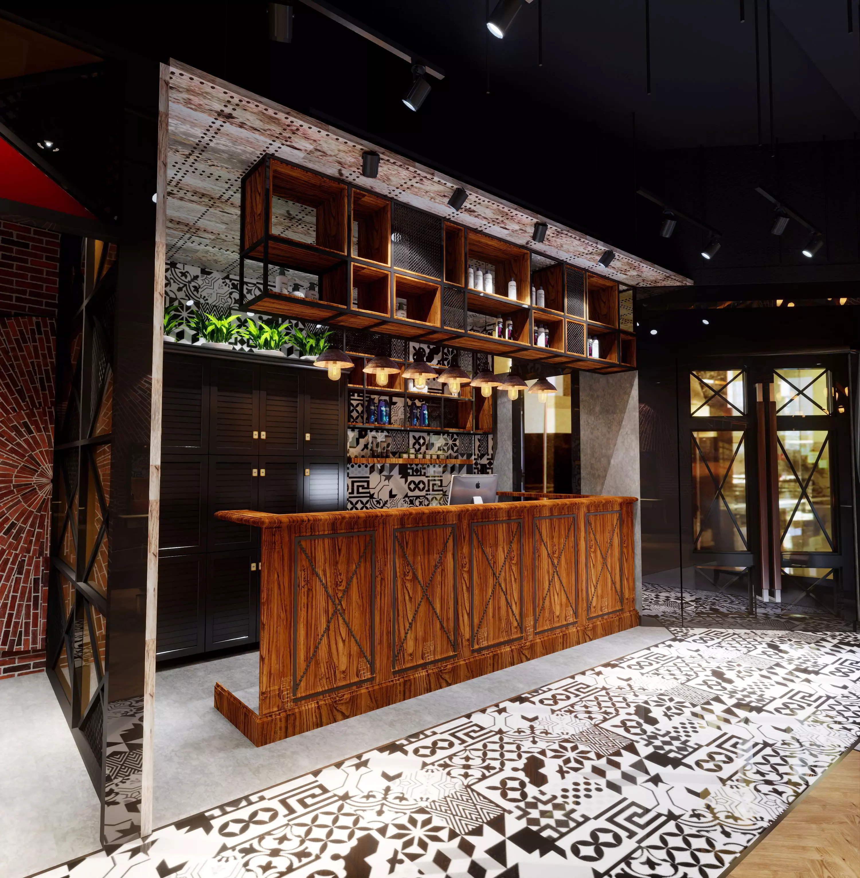 Industrial barbershop hair salon barber shop - 3ds max Blender 3D model_9