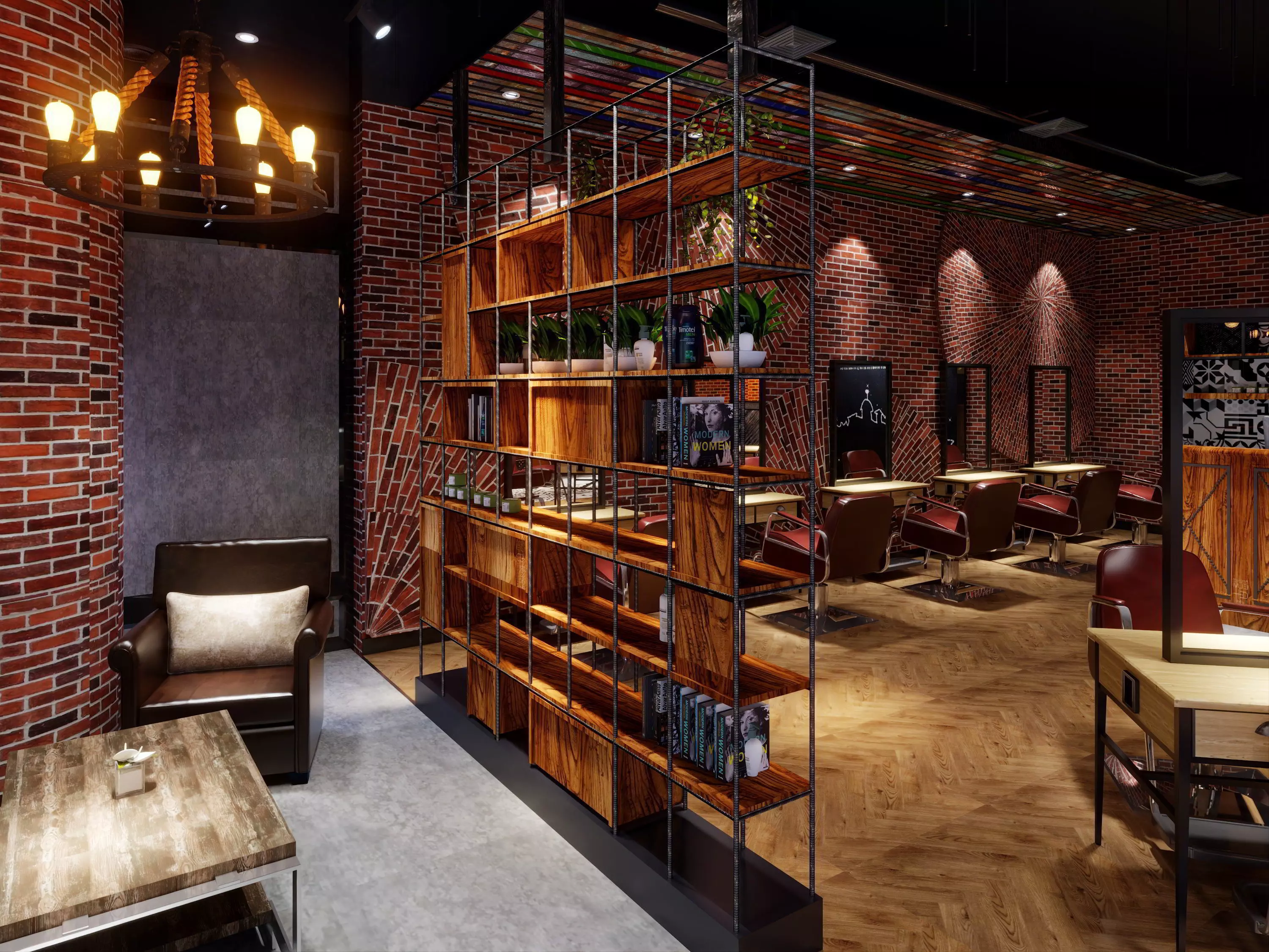 Industrial barbershop hair salon barber shop - 3ds max Blender 3D model_4