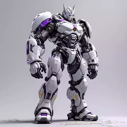 Purple Light Mech 3D Model LowPoly White Armor Sci-Fi Design Low-poly 3D model Purple Light Mech 3D Model LowPoly White Armor Sci-Fi Design Low-poly 3D model