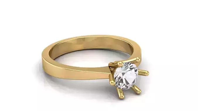 Elegant Solitaire Ring STL 3D Model for Jewelry Design