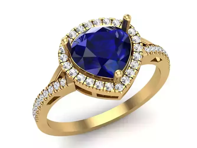 Pear Halo Ring STL 3D Model for Jewelry Design