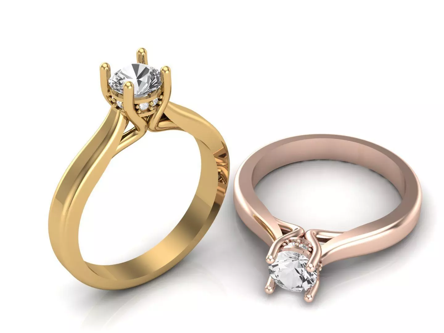 Solitaire Ring STL 3D Model for Jewelry Design 3D print model_3