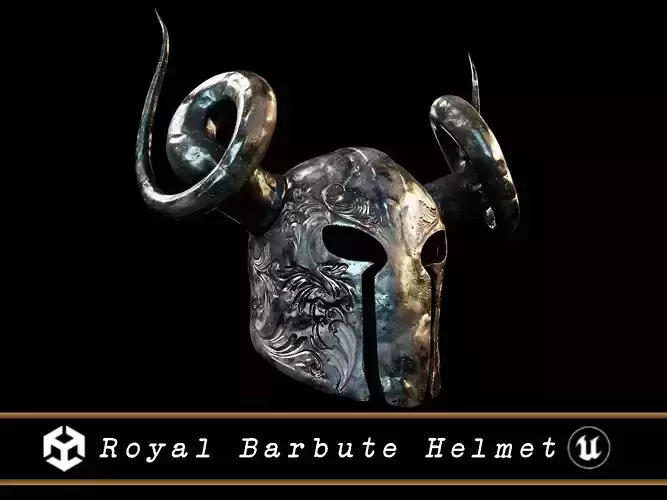 Medieval Royal Barbute  Low-poly 3D model