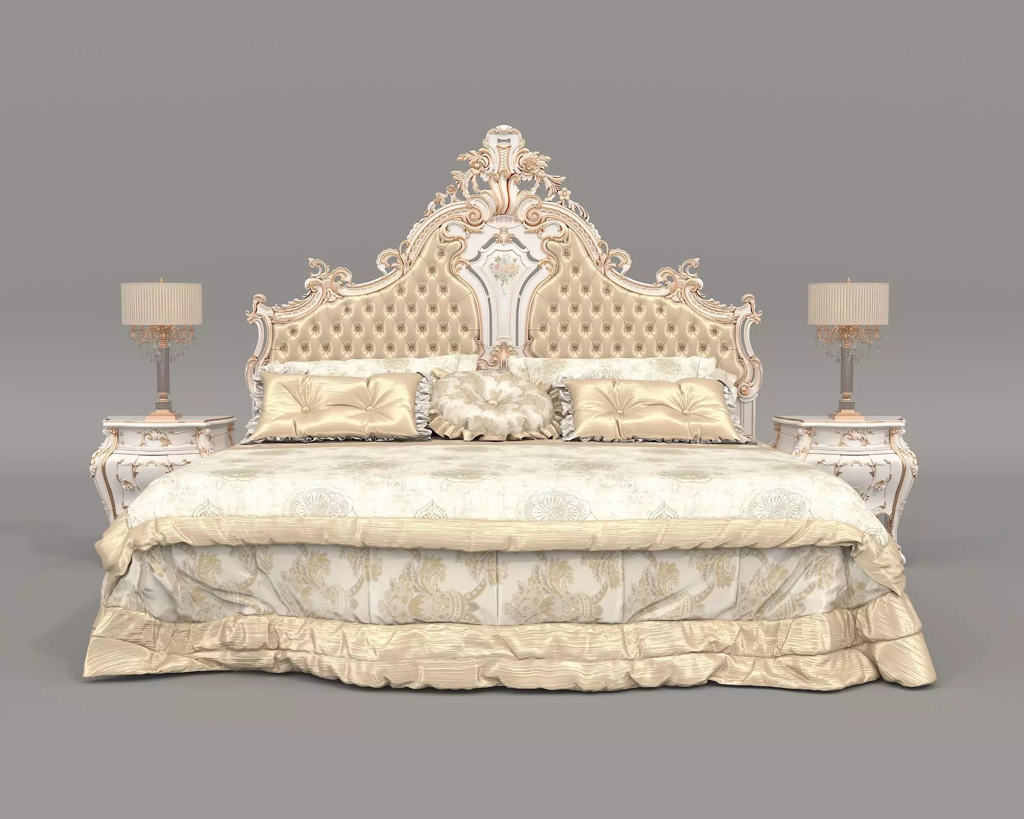 Classic European Style Bed Set 70 3D model_3