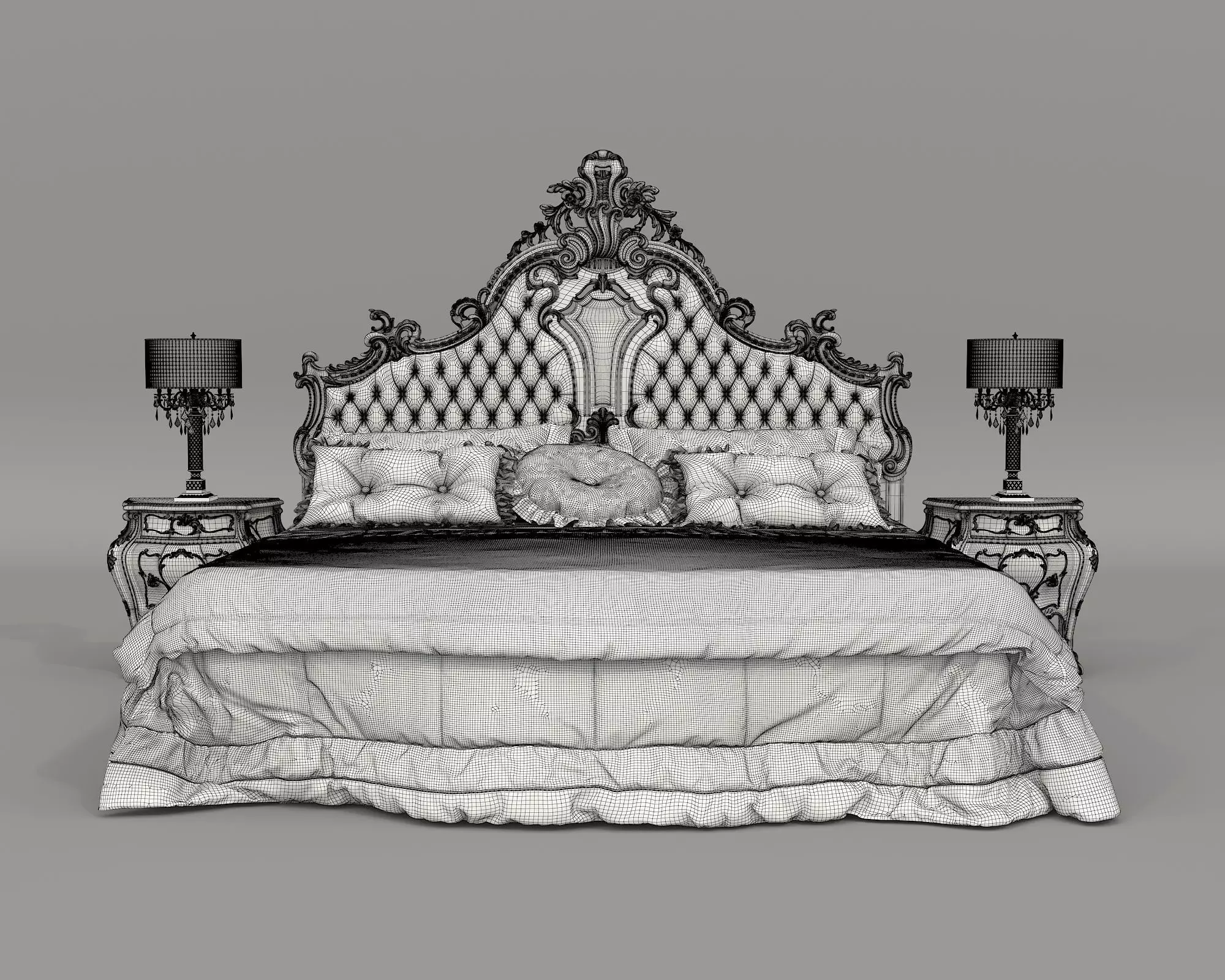 Classic European Style Bed Set 70 3D model_8