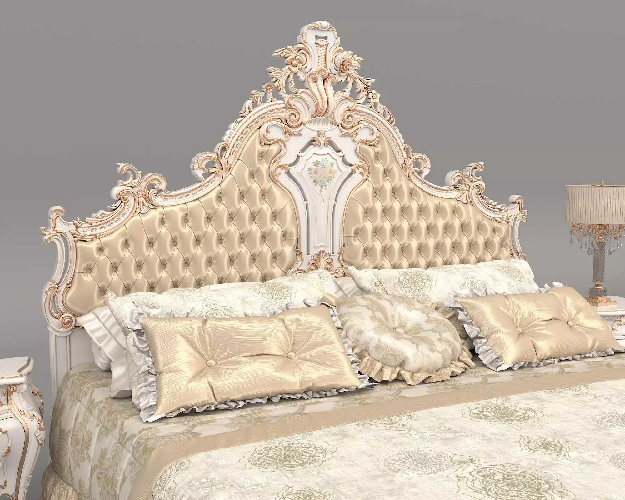 Classic European Style Bed Set 70 3D model_5