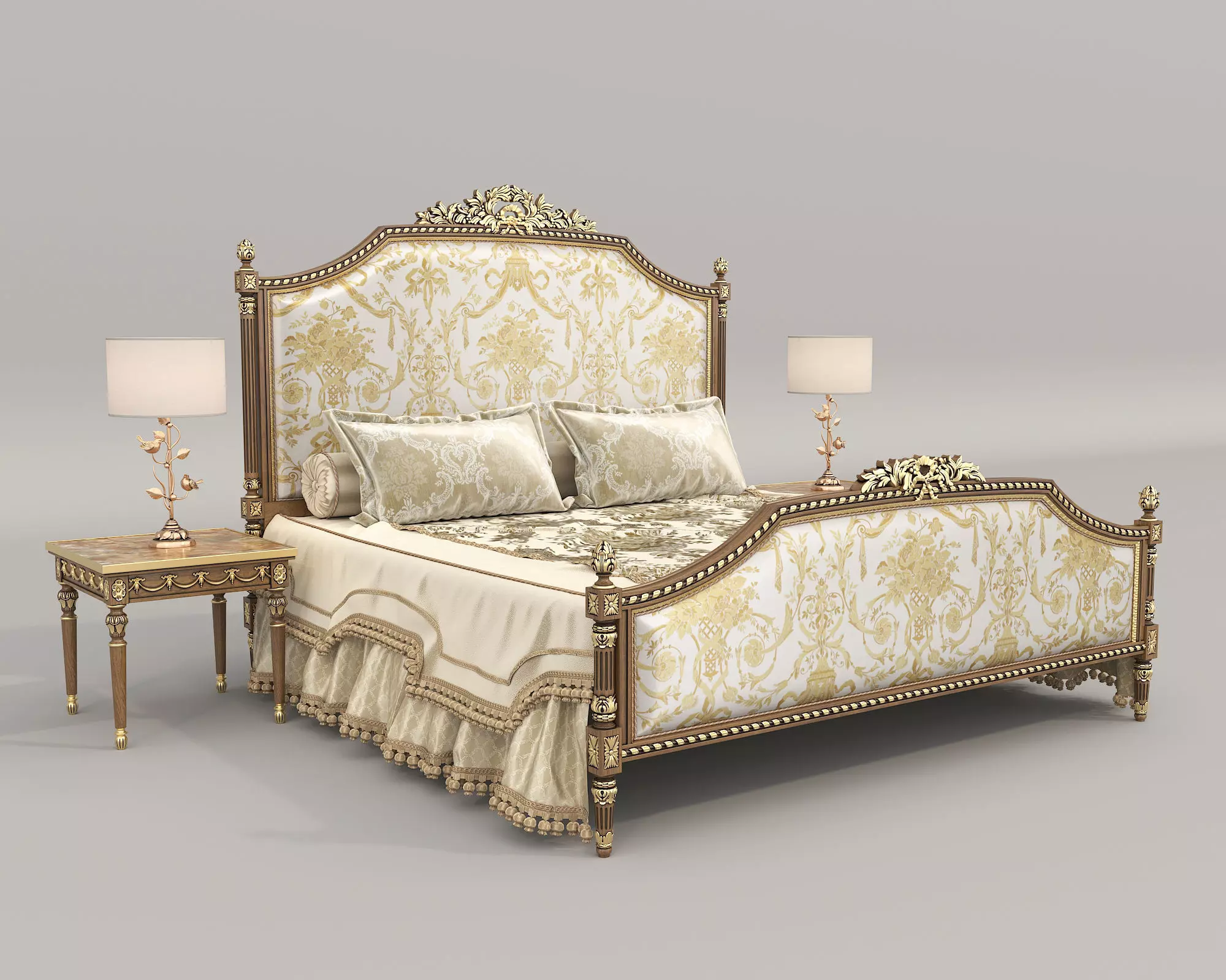 Classic European Style Bed Set 73 3D model_0