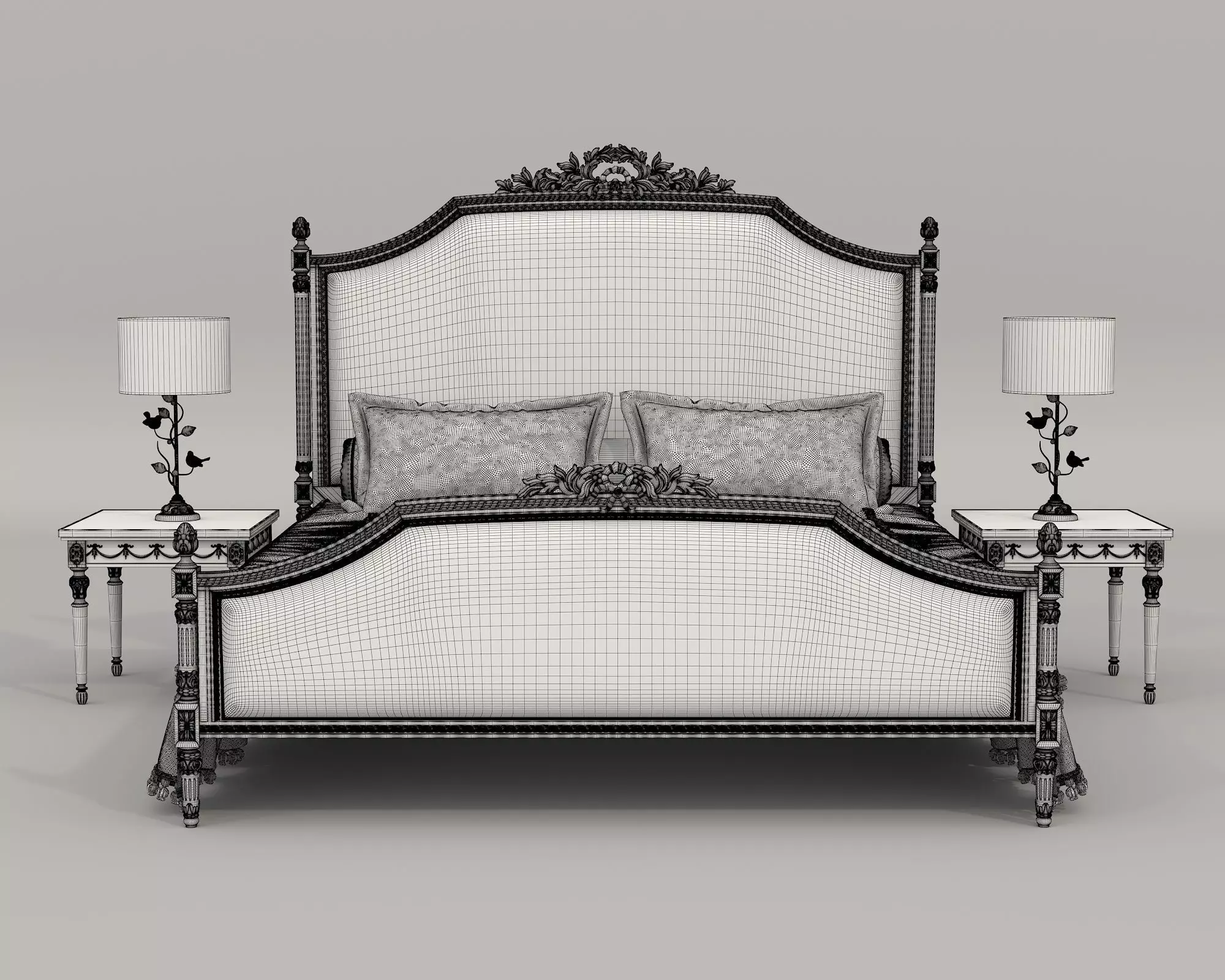 Classic European Style Bed Set 73 3D model_8