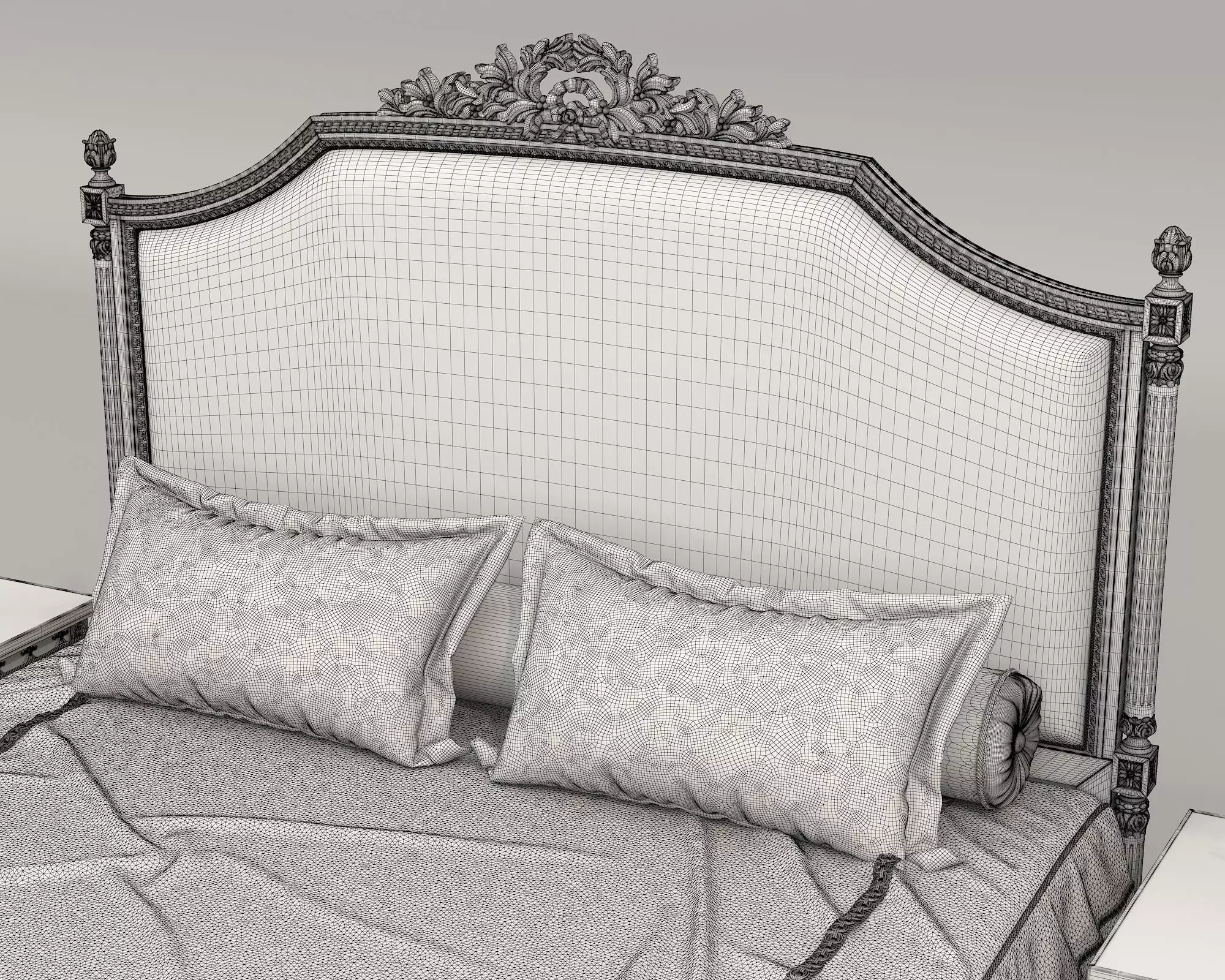 Classic European Style Bed Set 73 3D model_10