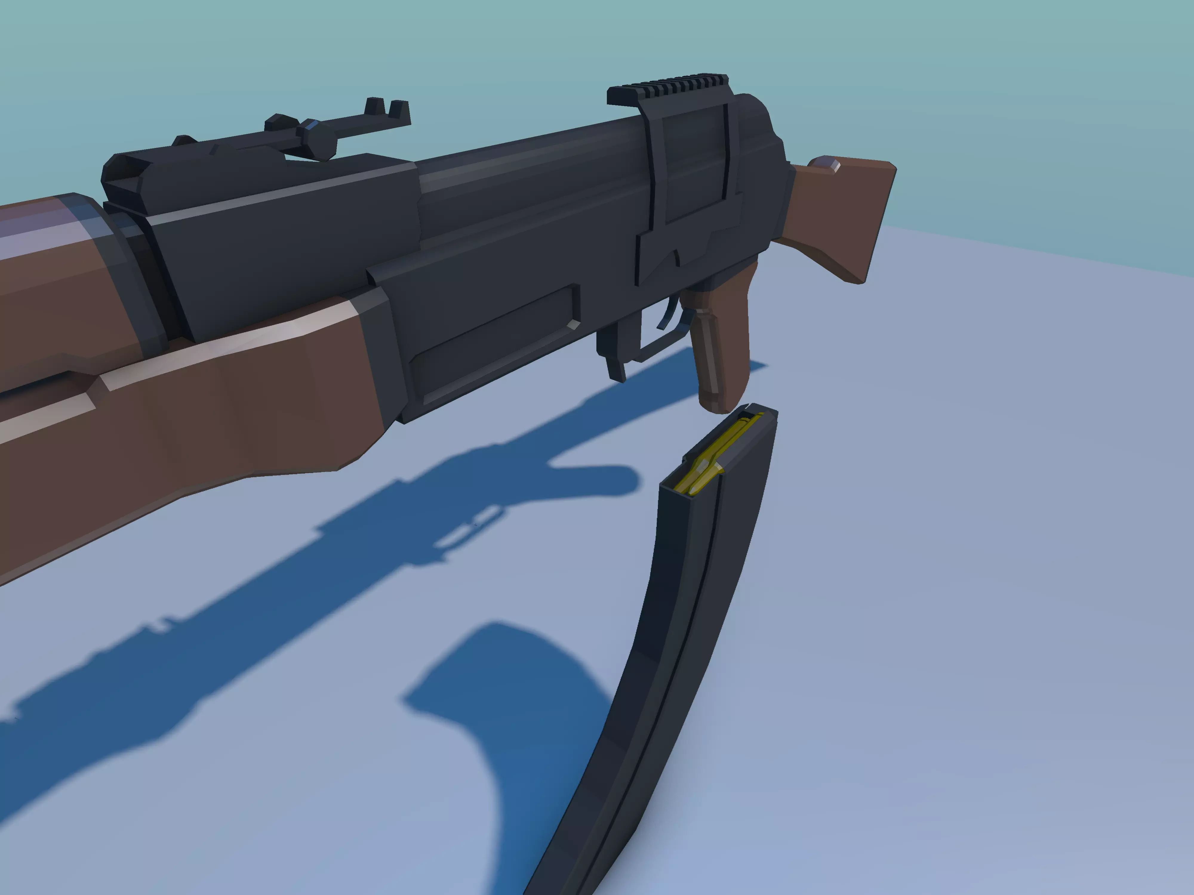AK-47 Low Poly - Functional Animated Rifle Model Low-poly 3D model_3