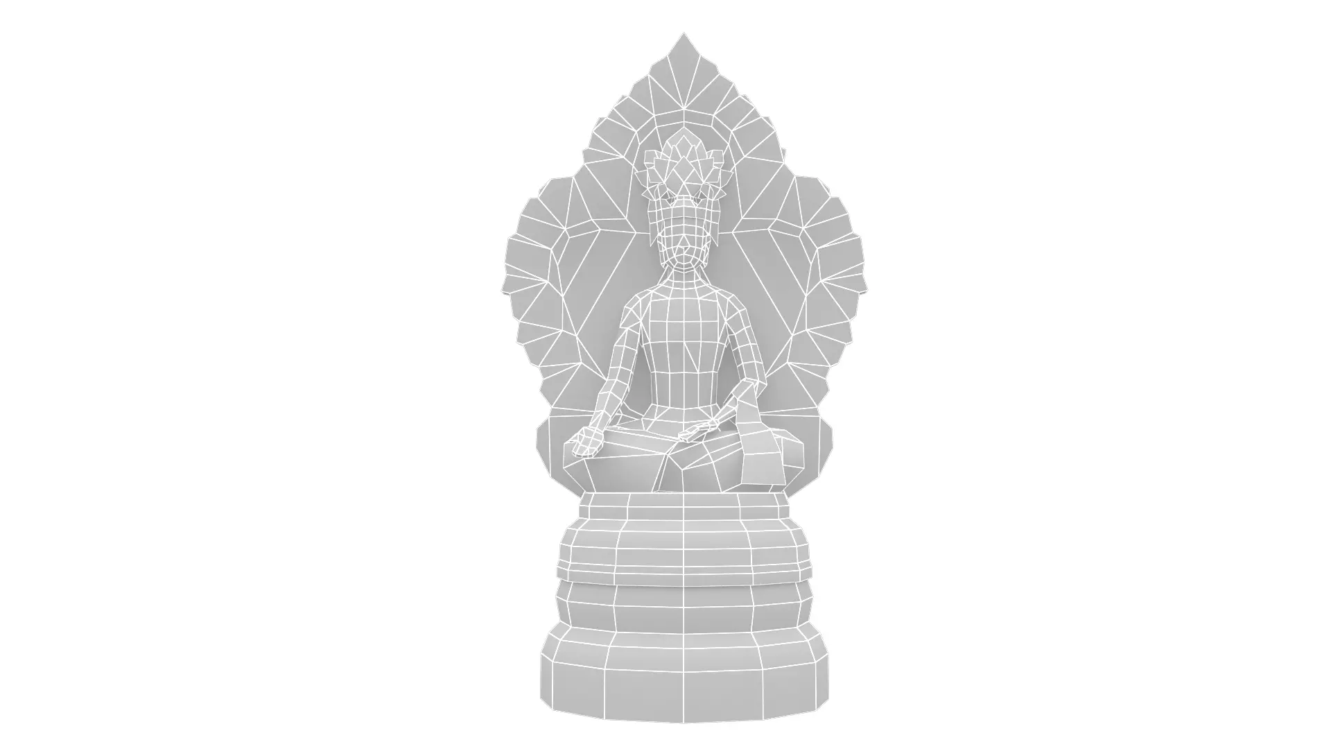 Golden Buddha Statue 02 Low-poly 3D model_3