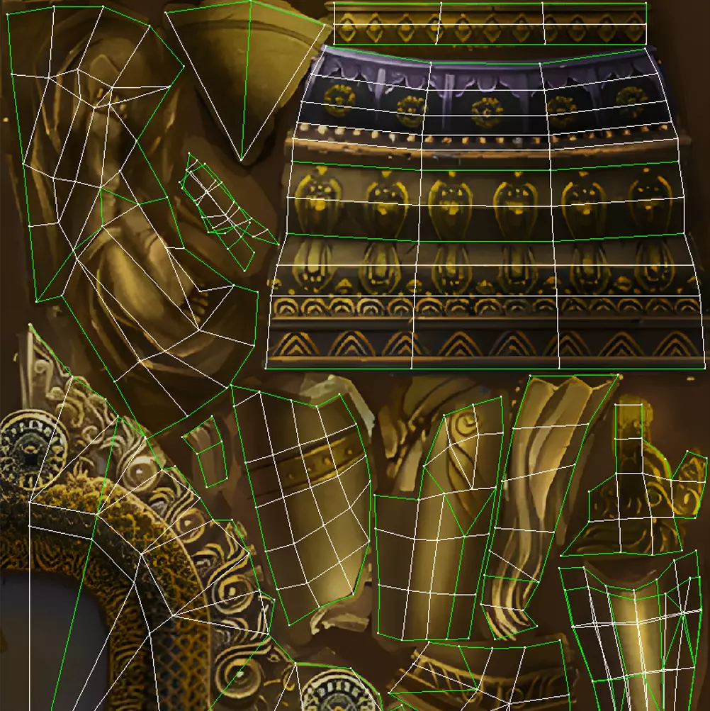 Golden Buddha Statue 02 Low-poly 3D model_8