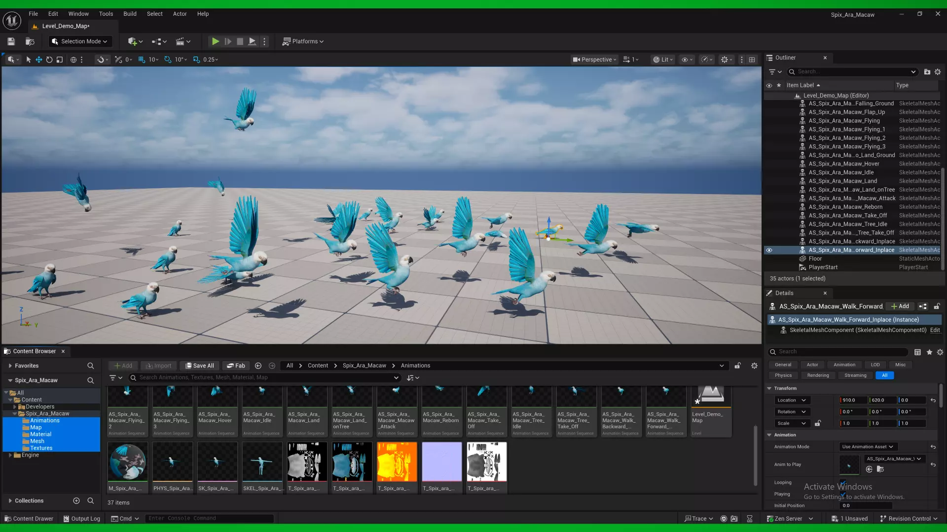 Spix Macaw Bird Low-poly 3D model_2
