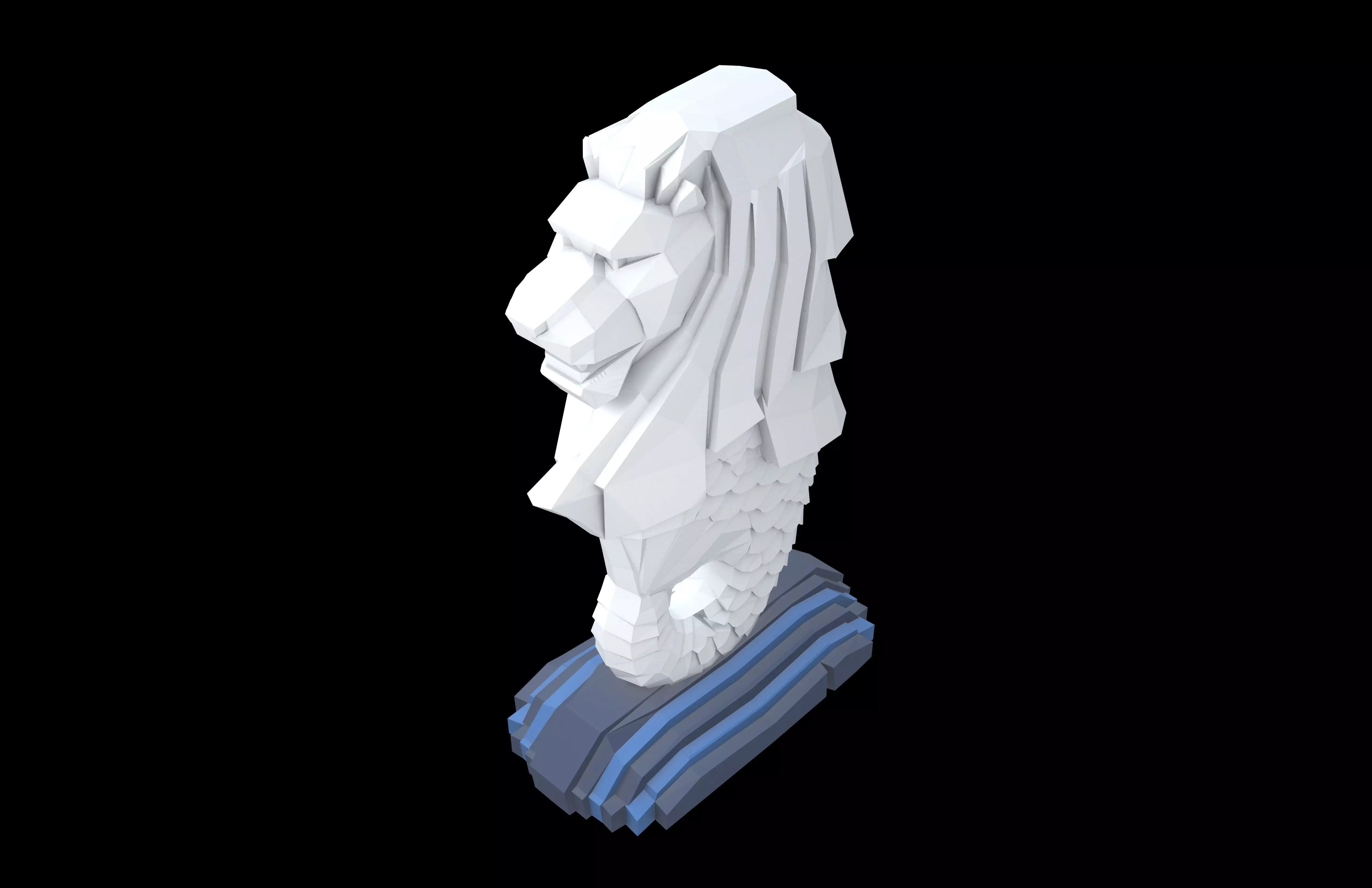 Low Poly Merlion v1 001 Low-poly 3D model_2