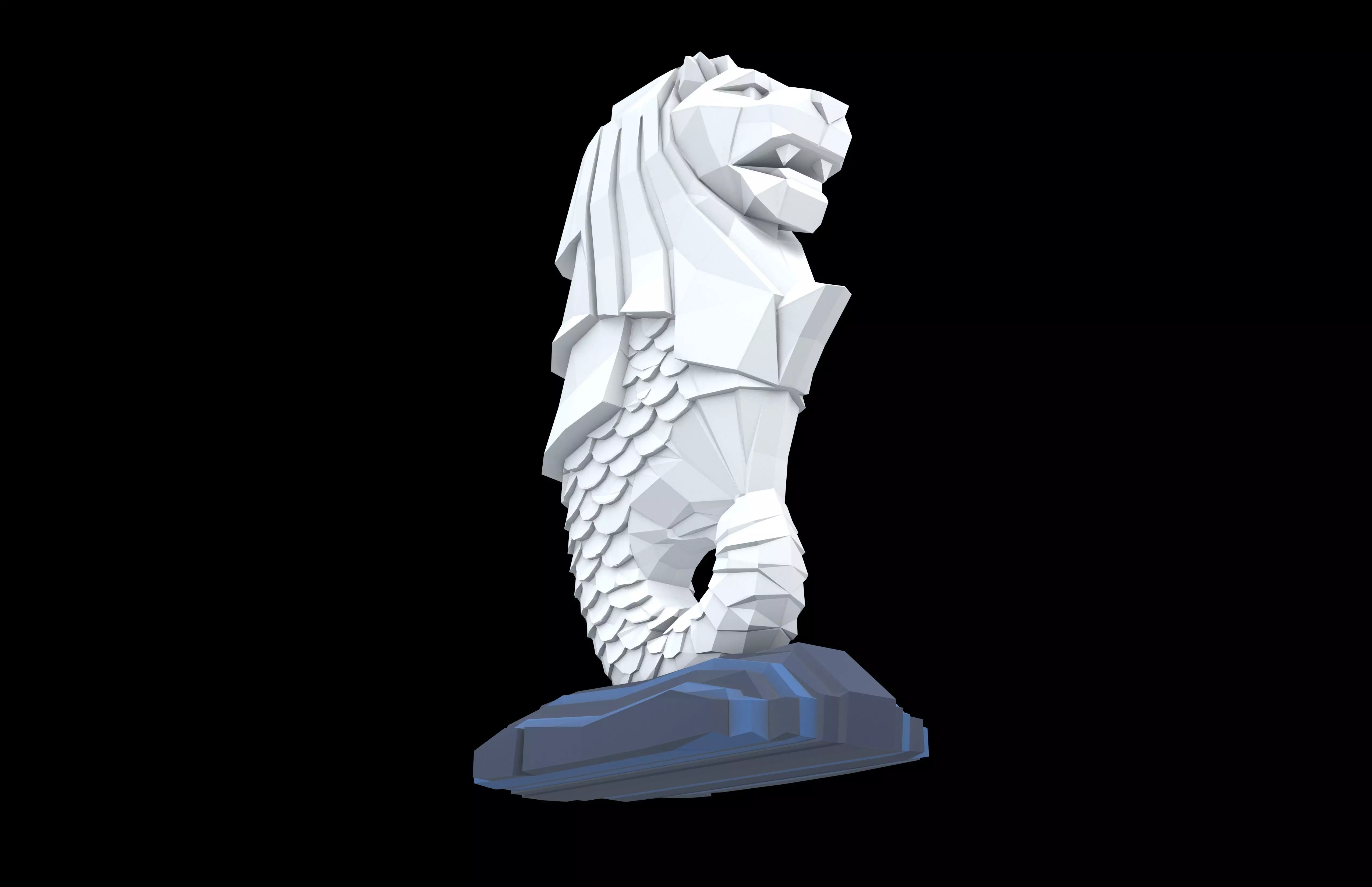 Low Poly Merlion v1 001 Low-poly 3D model_3