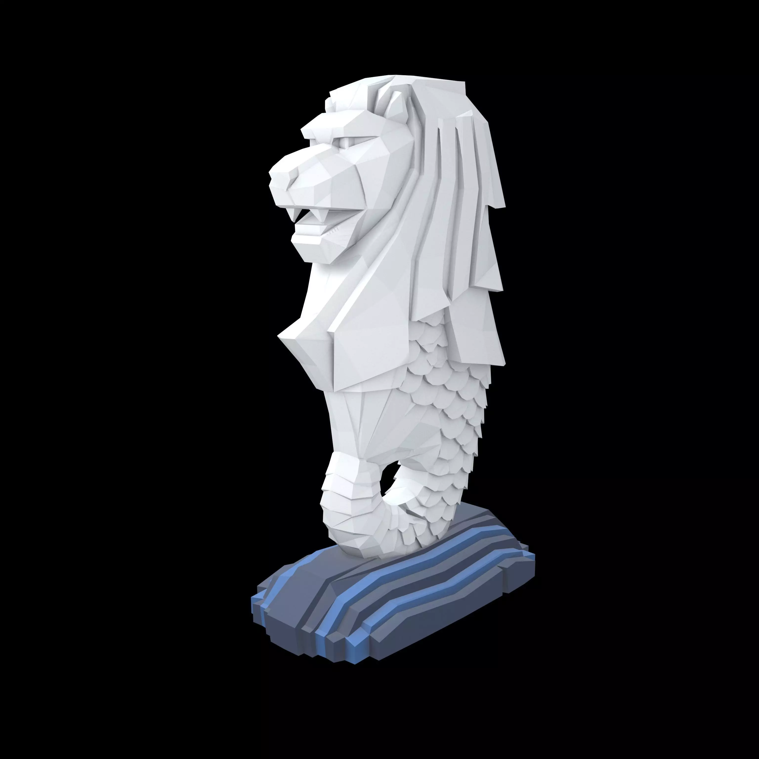 Low Poly Merlion v1 001 Low-poly 3D model_0