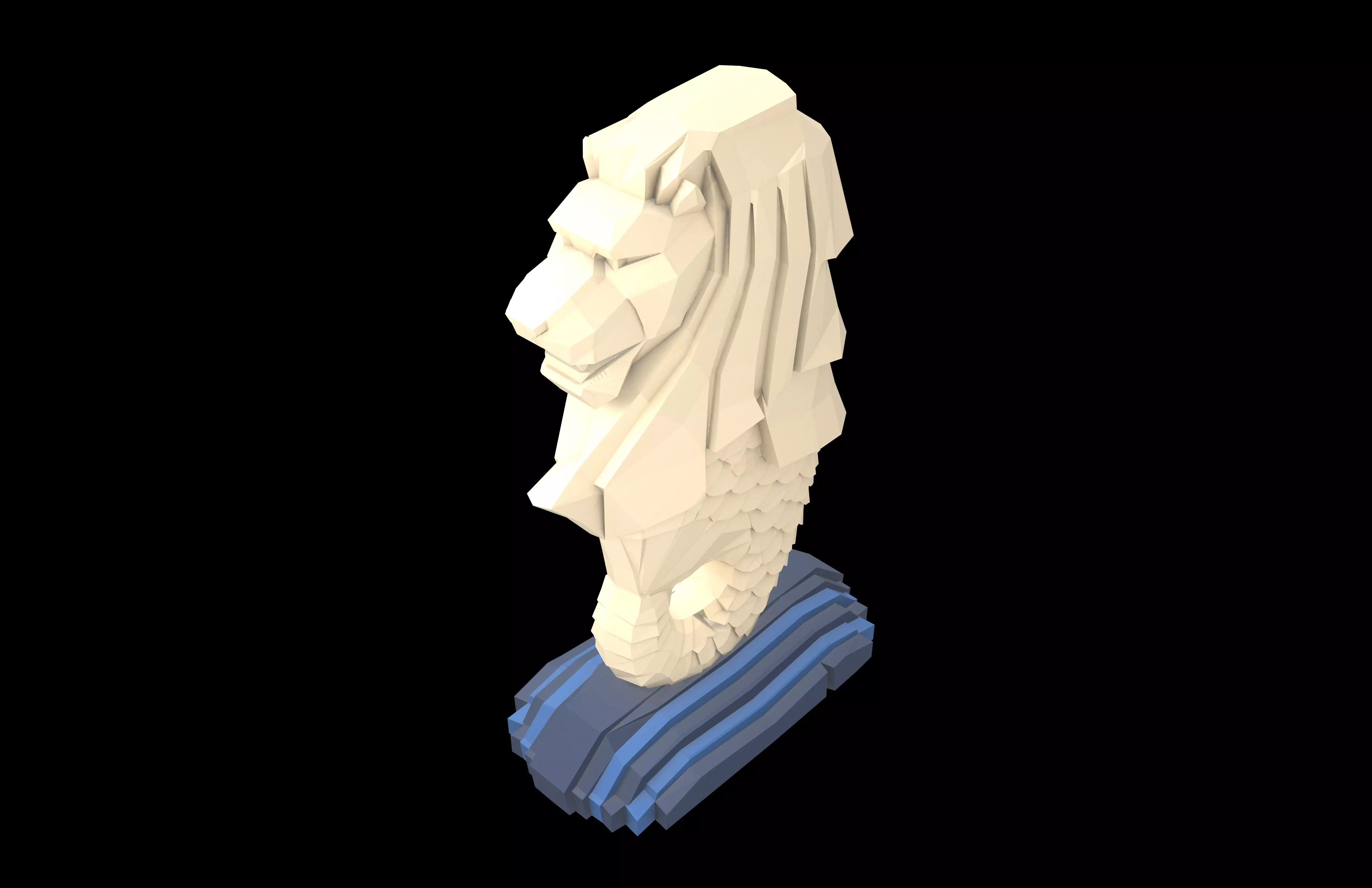 Low Poly Merlion v1 002 Low-poly 3D model_2