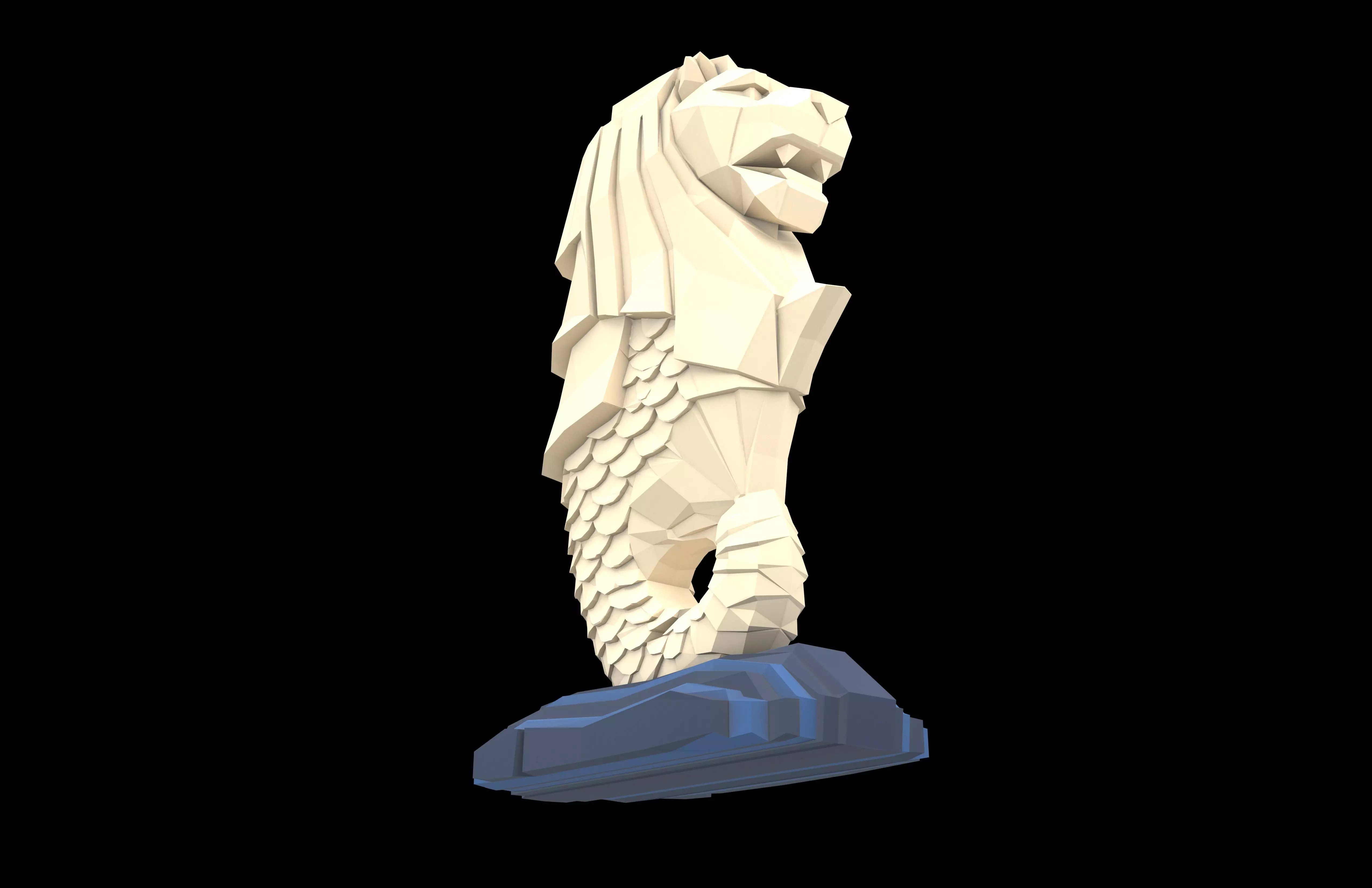 Low Poly Merlion v1 002 Low-poly 3D model_3