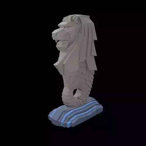 Low Poly Merlion v1 003 Low-poly 3D model
