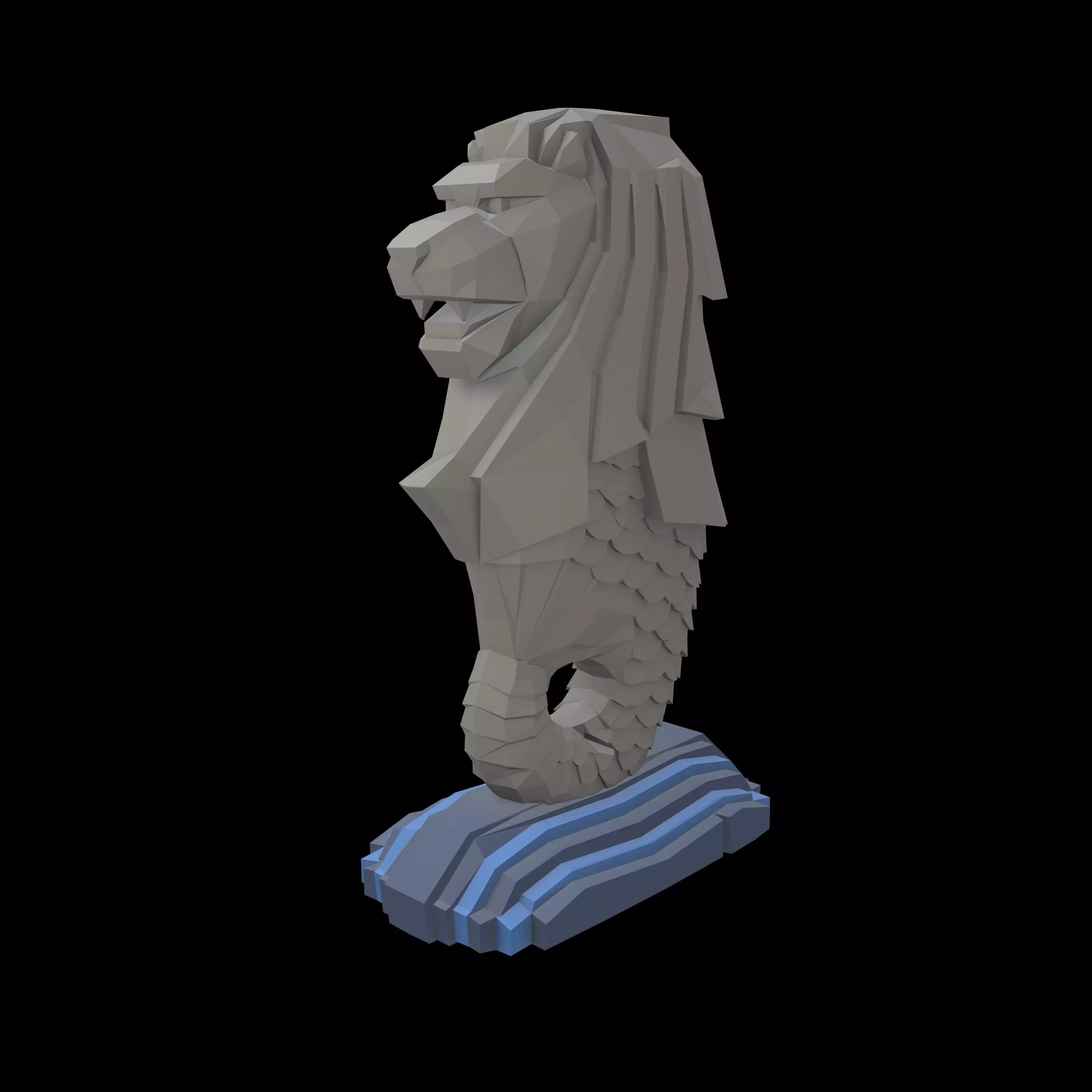 Low Poly Merlion v1 003 Low-poly 3D model_0