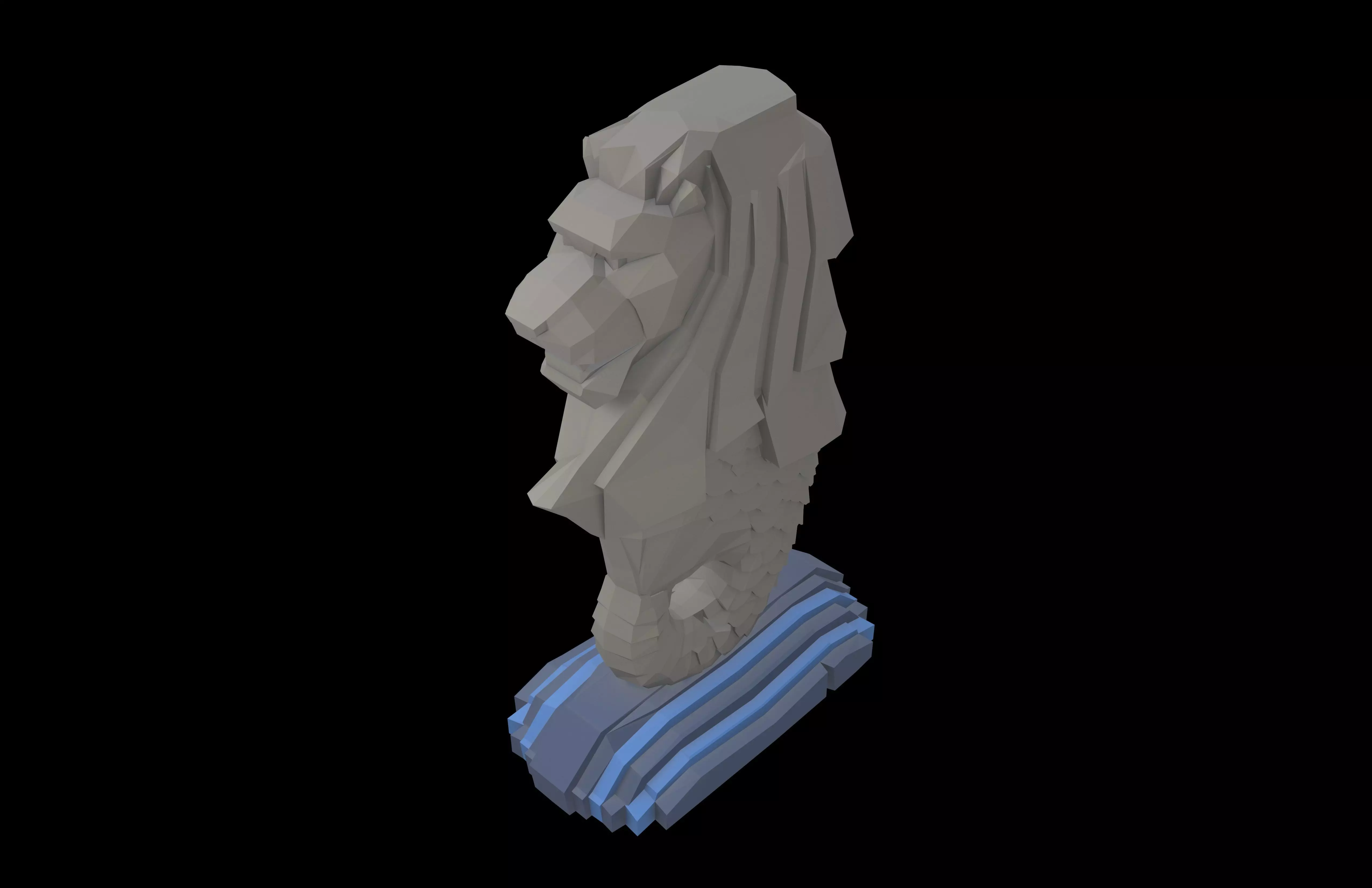 Low Poly Merlion v1 003 Low-poly 3D model_2