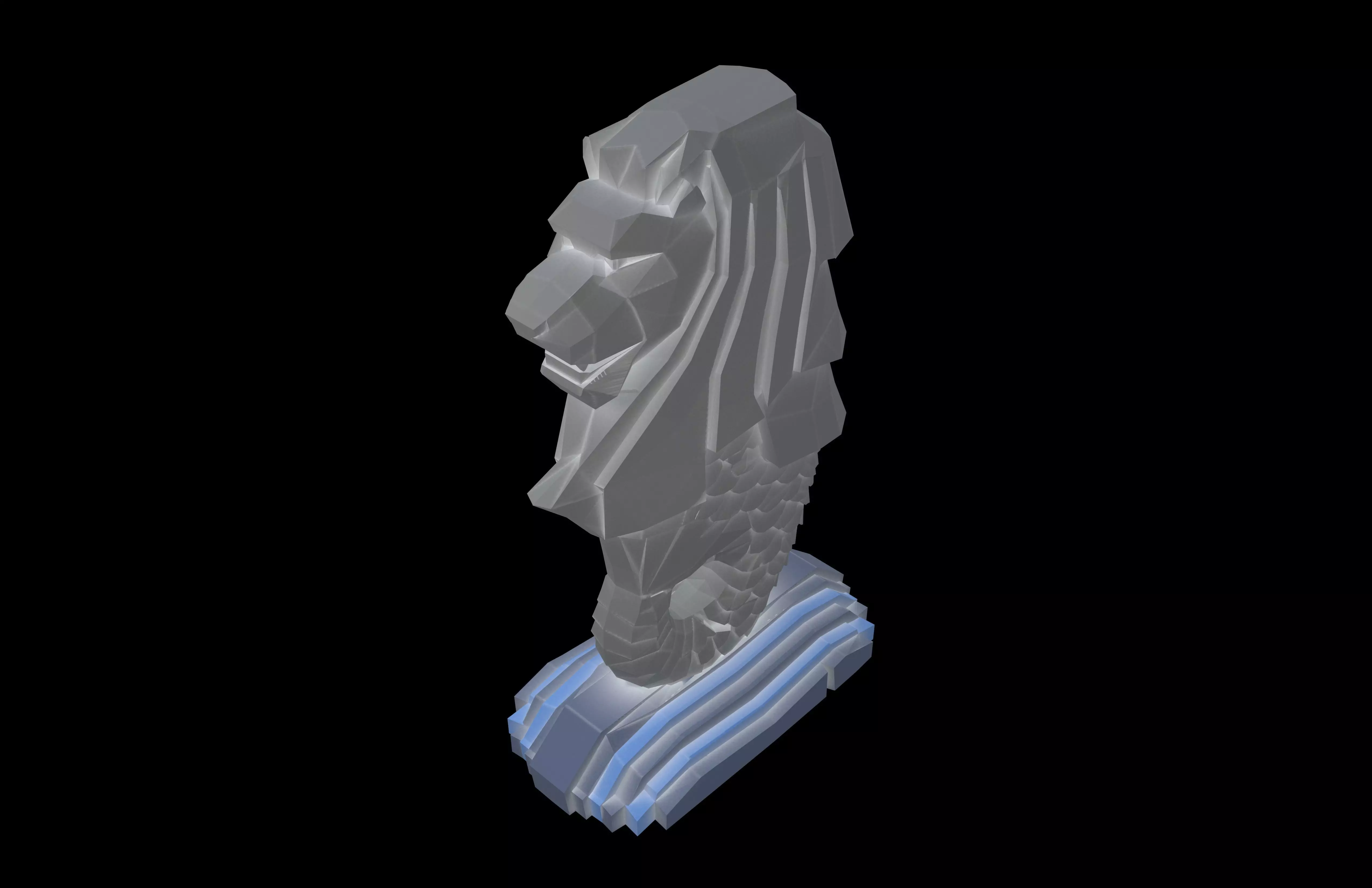 Low Poly Merlion v1 004 Low-poly 3D model_2