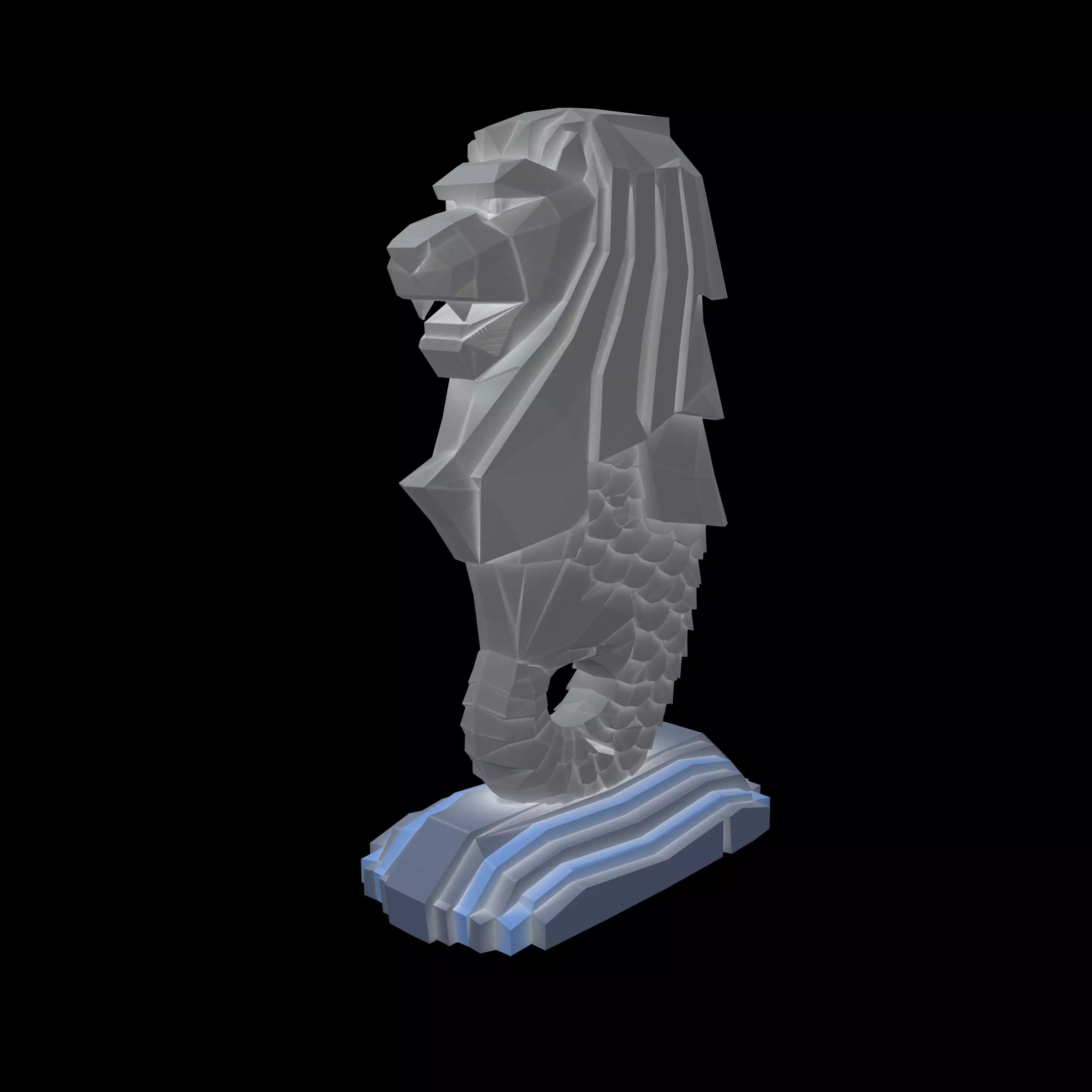 Low Poly Merlion v1 004 Low-poly 3D model_0