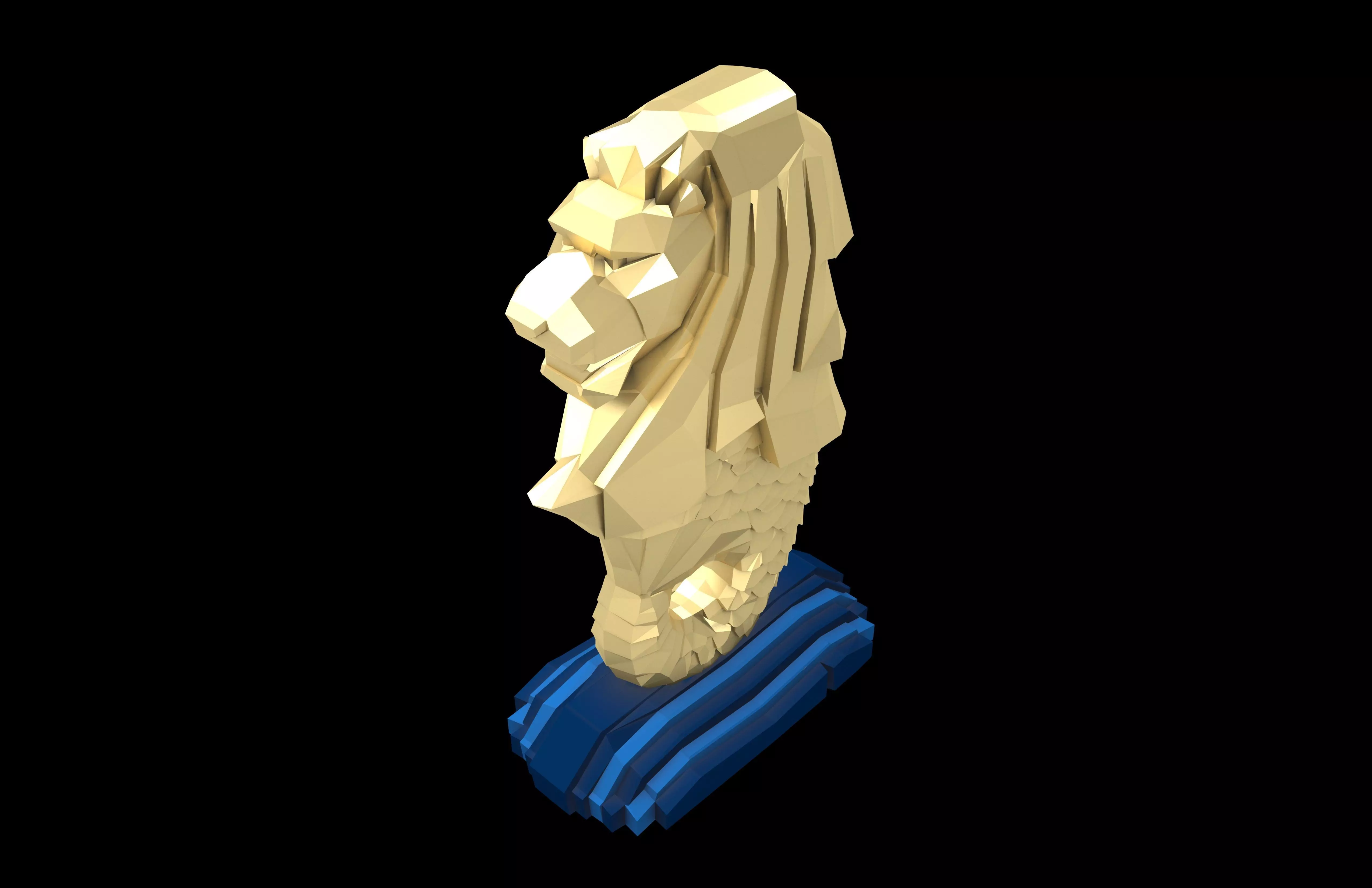 Low Poly Merlion v1 005 Low-poly 3D model_2