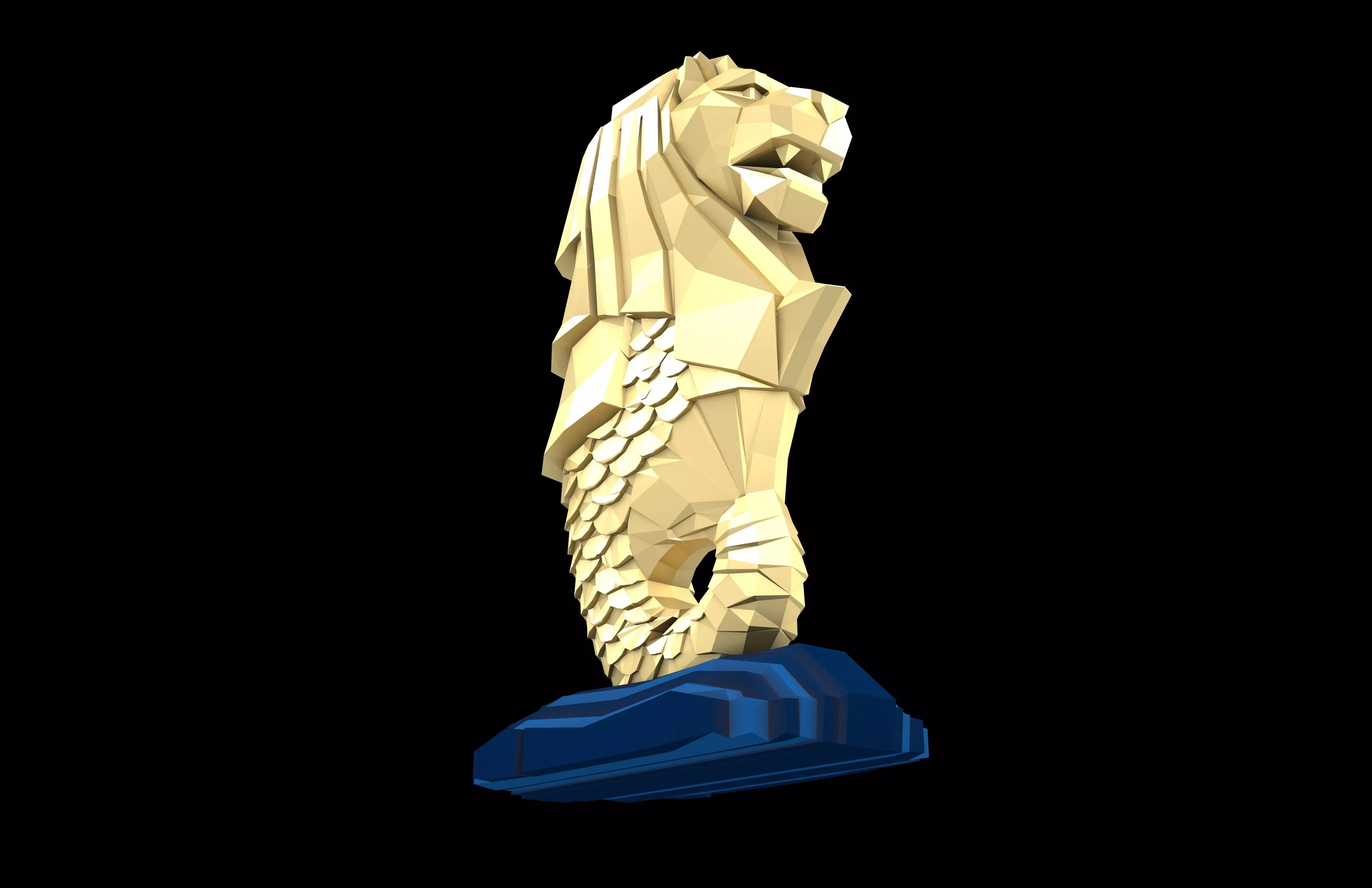 Low Poly Merlion v1 005 Low-poly 3D model_3