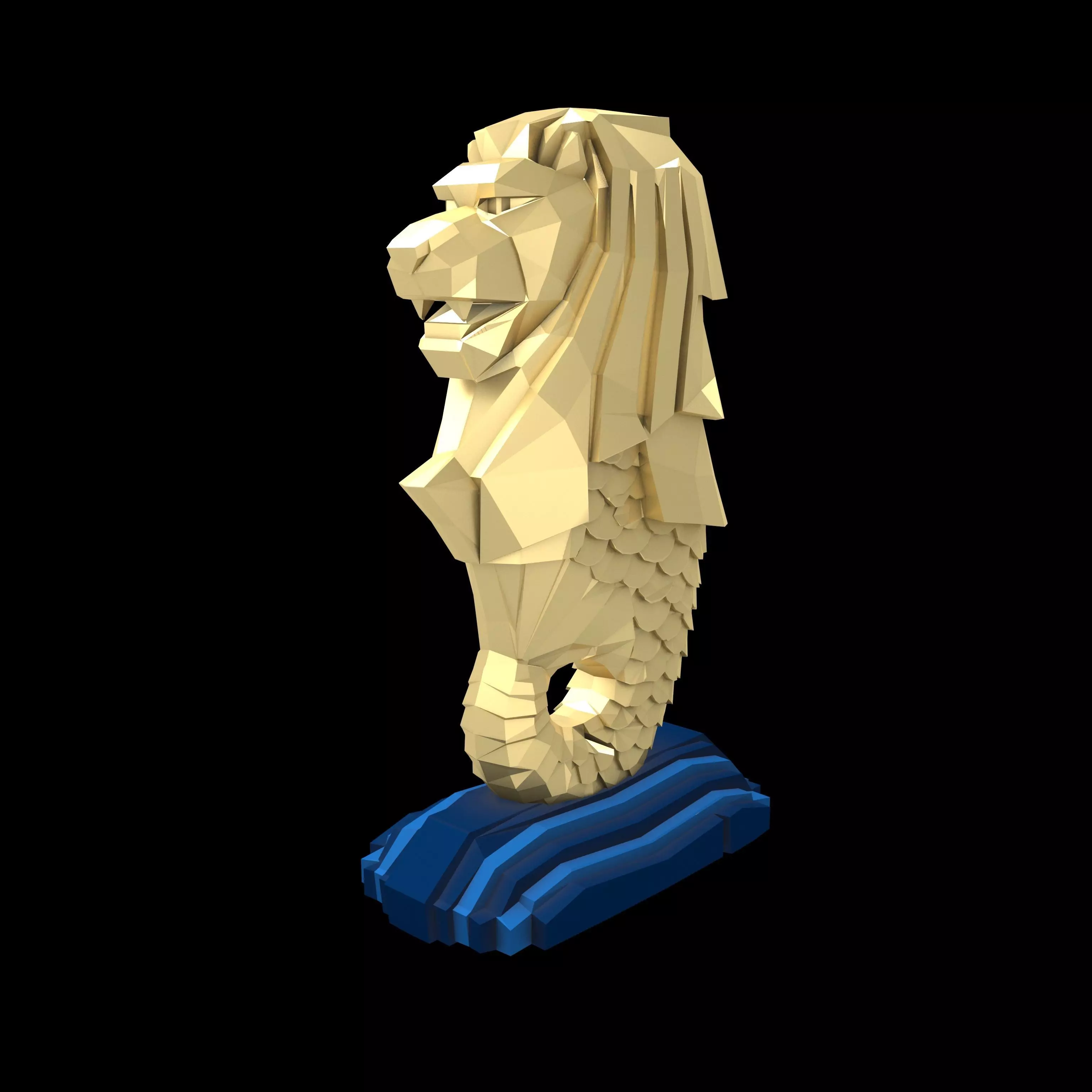 Low Poly Merlion v1 005 Low-poly 3D model_0