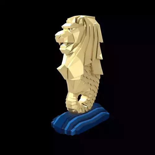 Low Poly Merlion v1 005 Low-poly 3D model