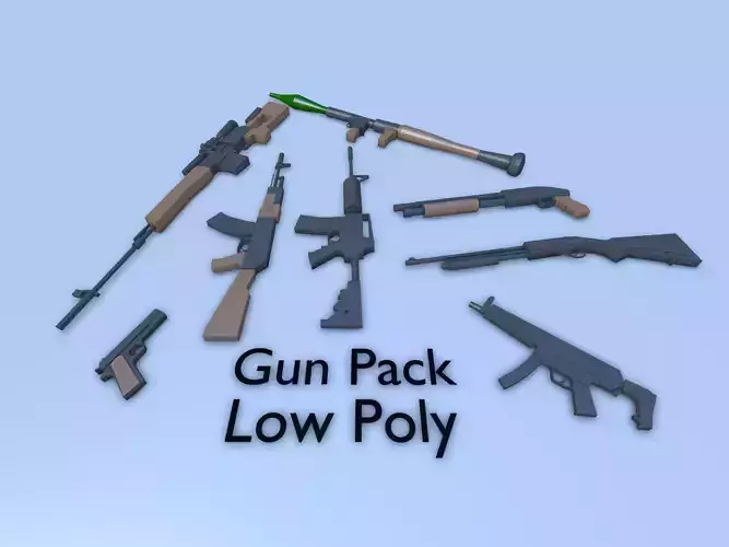 Low Poly Gun Pack - Optimized Weapons
