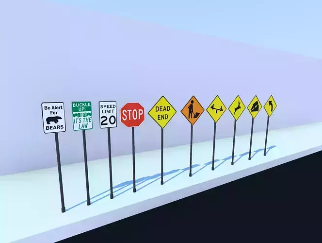 Low Poly Traffic Sign Pack